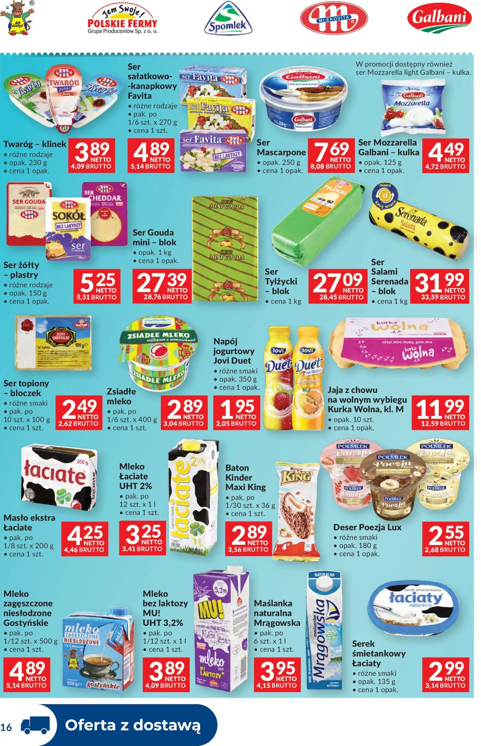 Makro gazetka - Dystrybucja do sklepów od 28.04.2026 | Strona: 16 | Produkty: Maślanka, Zsiadłe mleko, Mozzarella, Jaja