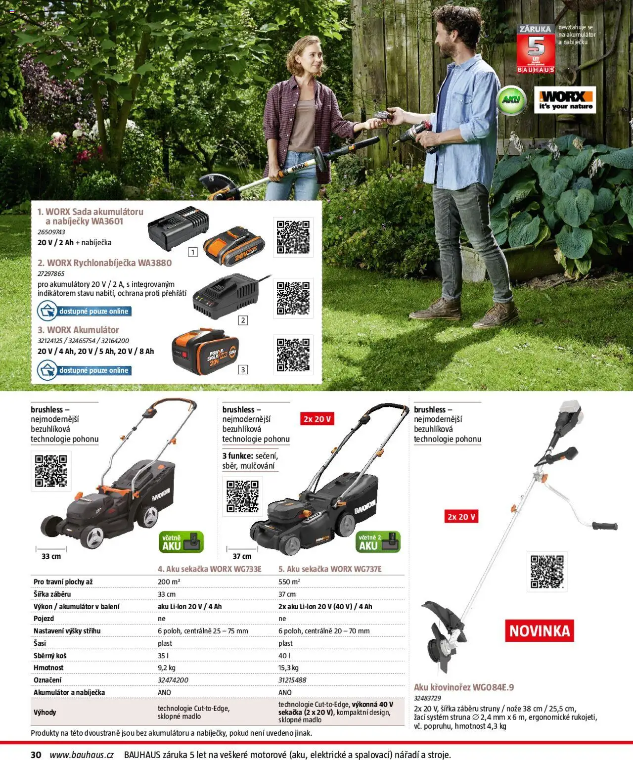 Bauhaus katalog Zahradní technika od 01.04.2025 | Strana: 30 | Produkty: Nože, Madlo, Aku křovinořez, Křovinořez