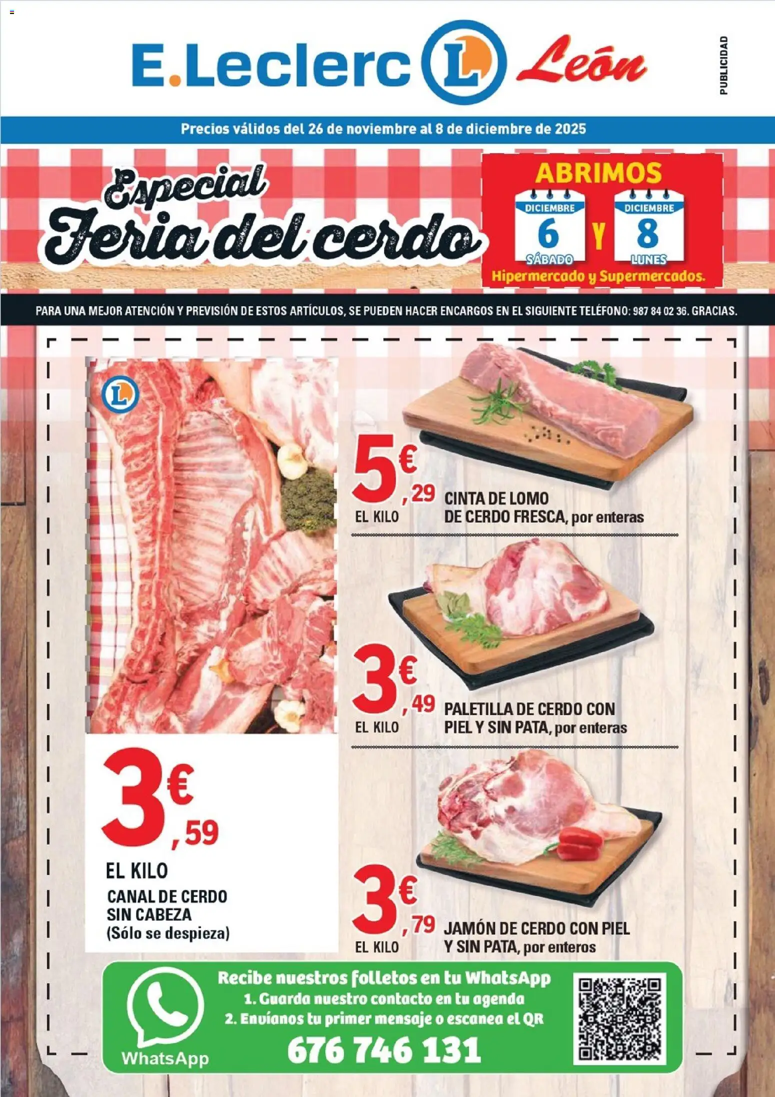 E.Leclerc folleto │ válido desde el 26.11.2025 | Página: 1 | Productos: Jamón, Cerdo, Teléfono