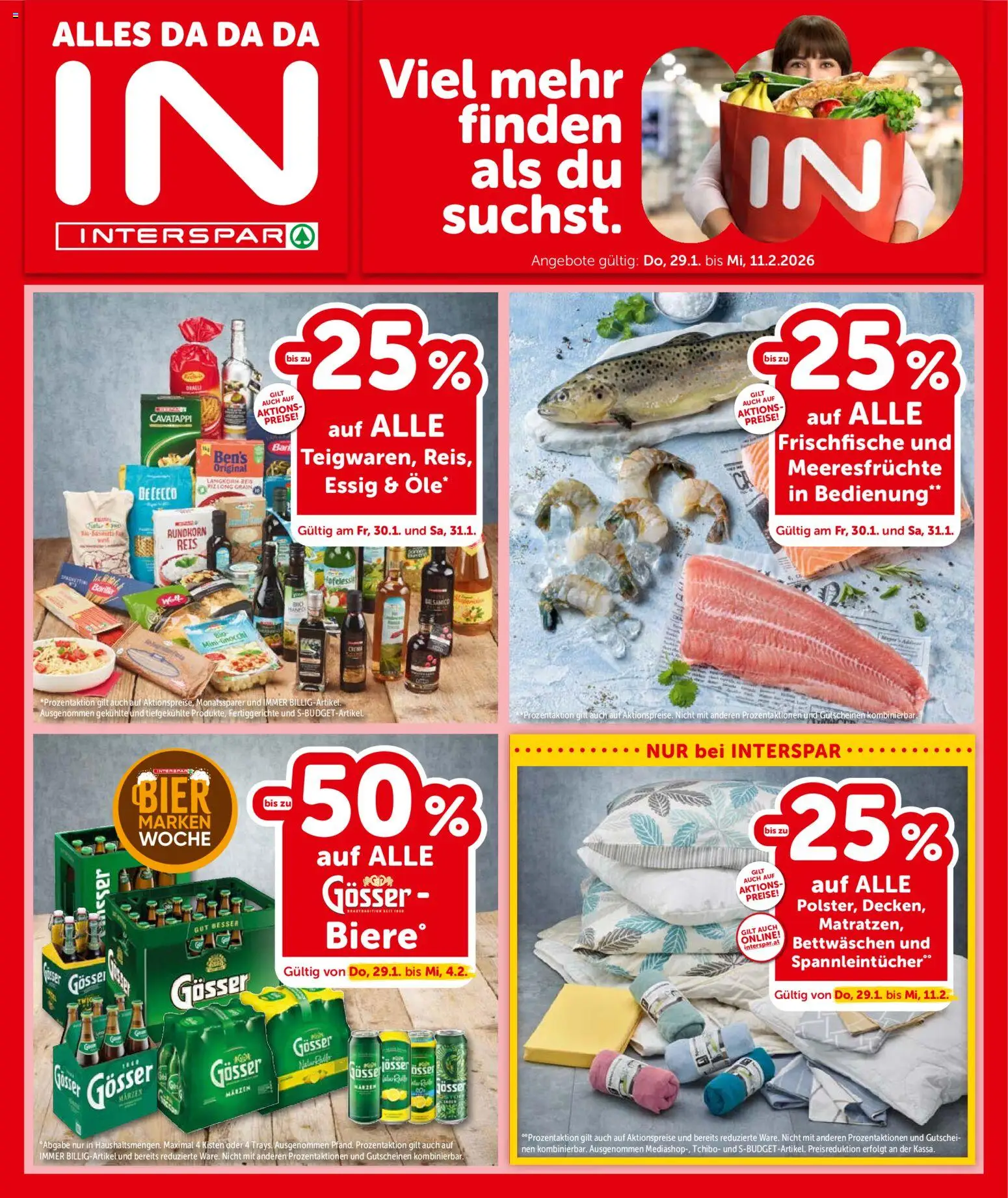 Interspar Flugblatt - Steiermark gültig ab 29.01.2026 | Seite: 1 | Produkte: Meeresfrüchte, Fertiggerichte, Bier, Reis