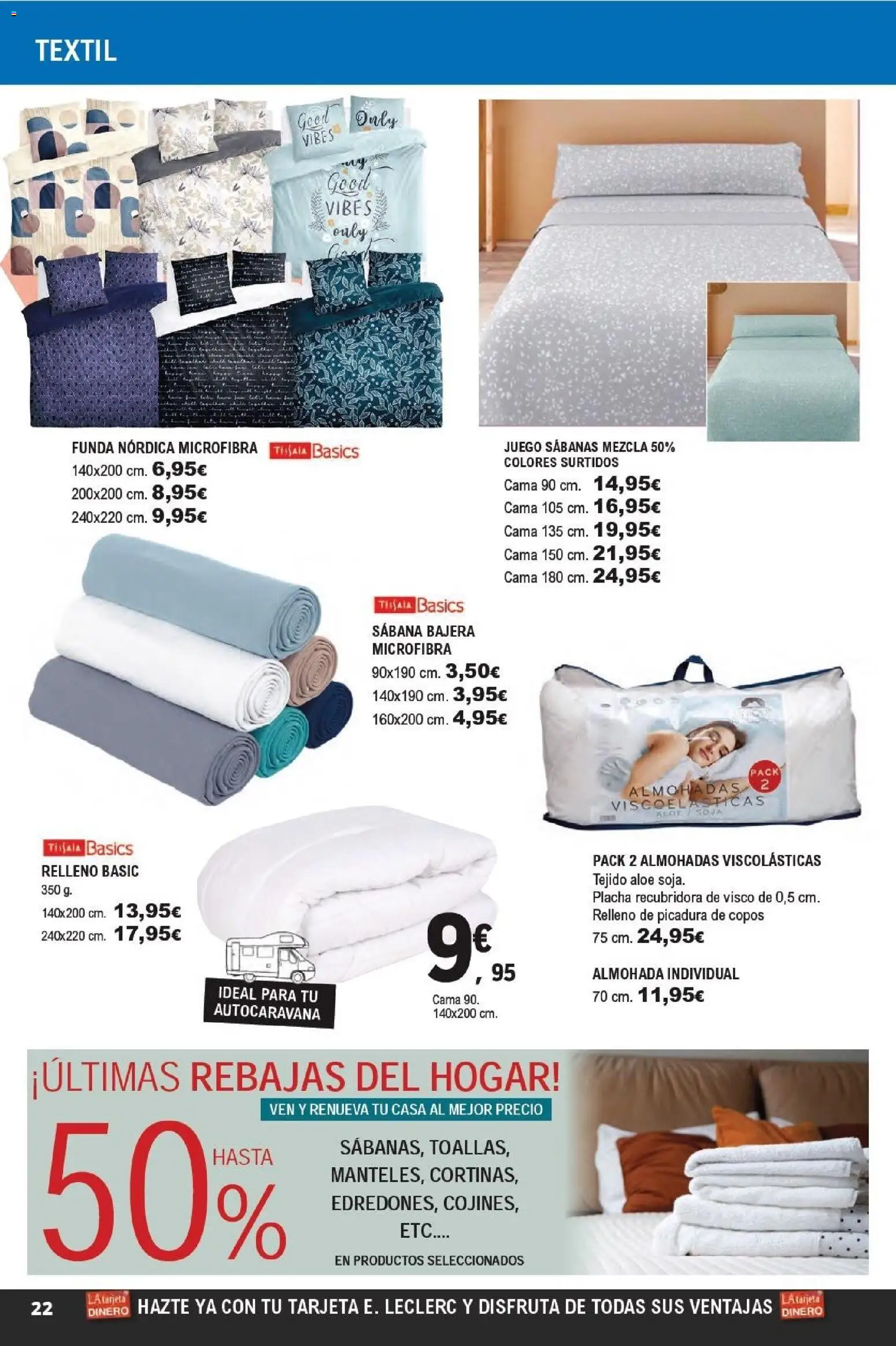 E.Leclerc -Tarjetazo │ válido desde el 18.03.2026 | Página: 22 | Productos: Copos, Funda, Cama, Almohada