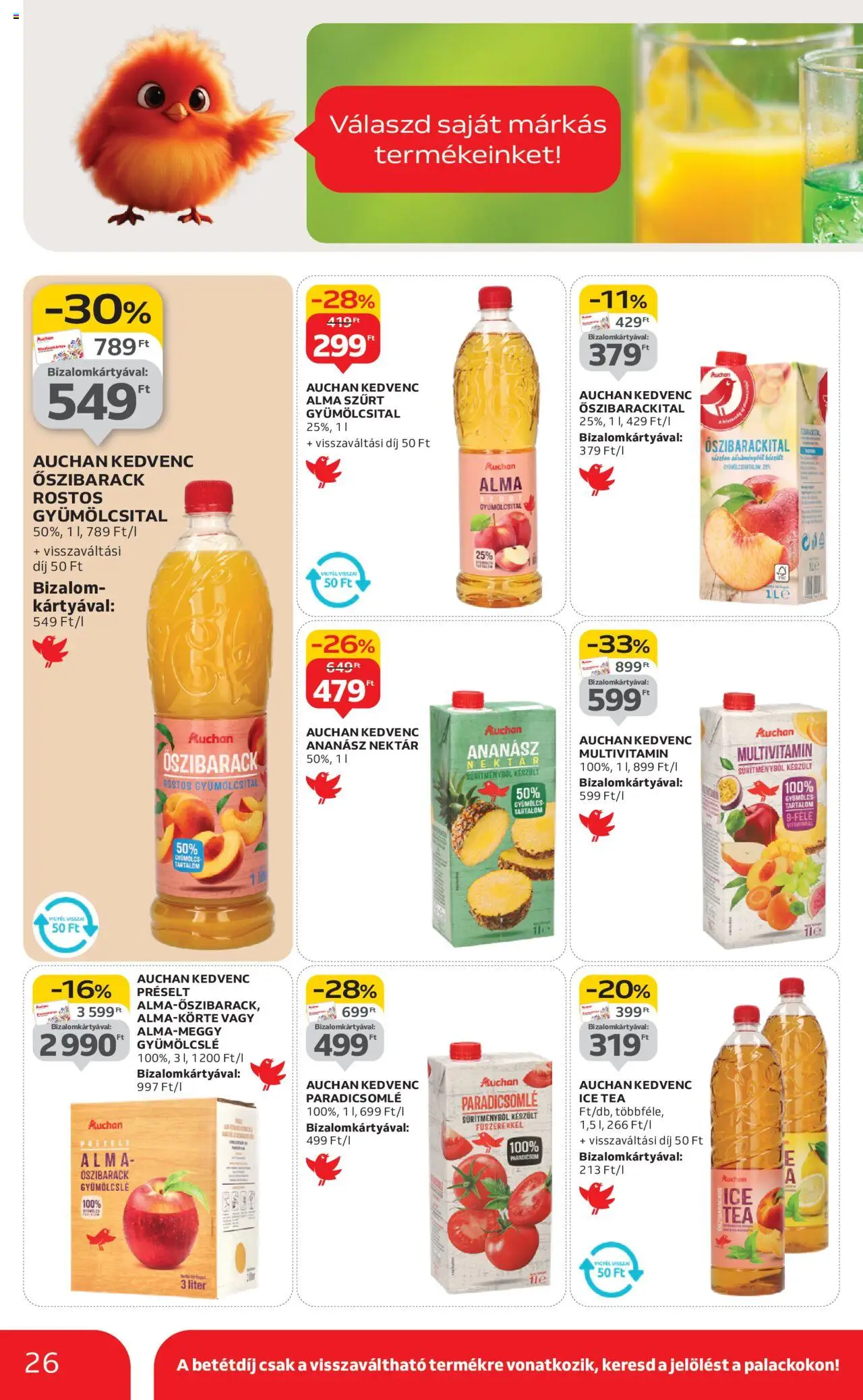 Auchan akciós ujság - amely érvényes a következő dátumtól: 24.10.2025 | Oldal: 26 | Termékek: Gyümölcsital, Alma, Paradicsom, Multivitamin