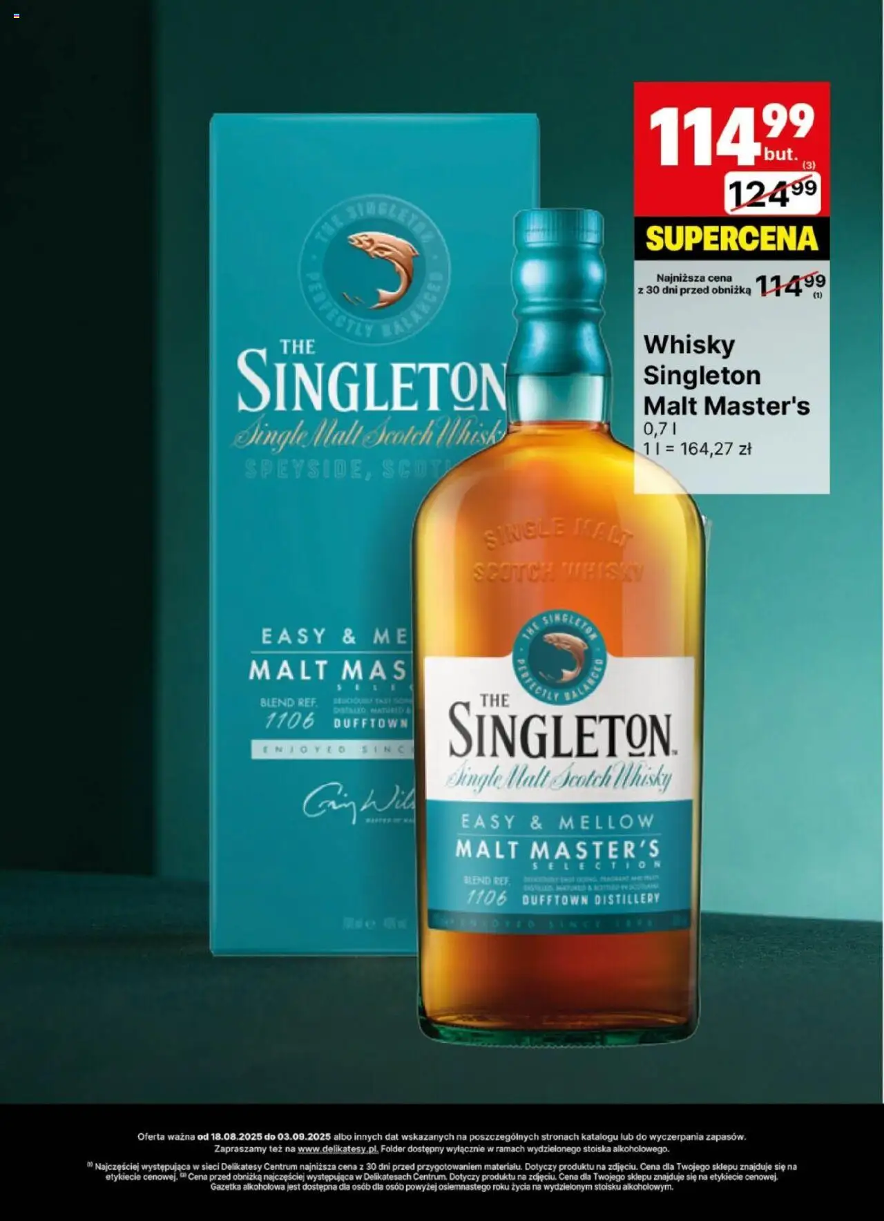 Delikatesy Centrum Gazetka - DeliBarek od 18.08.2025 | Strona: 21 | Produkty: Delikatesy, Whisky Singleton, Whisky