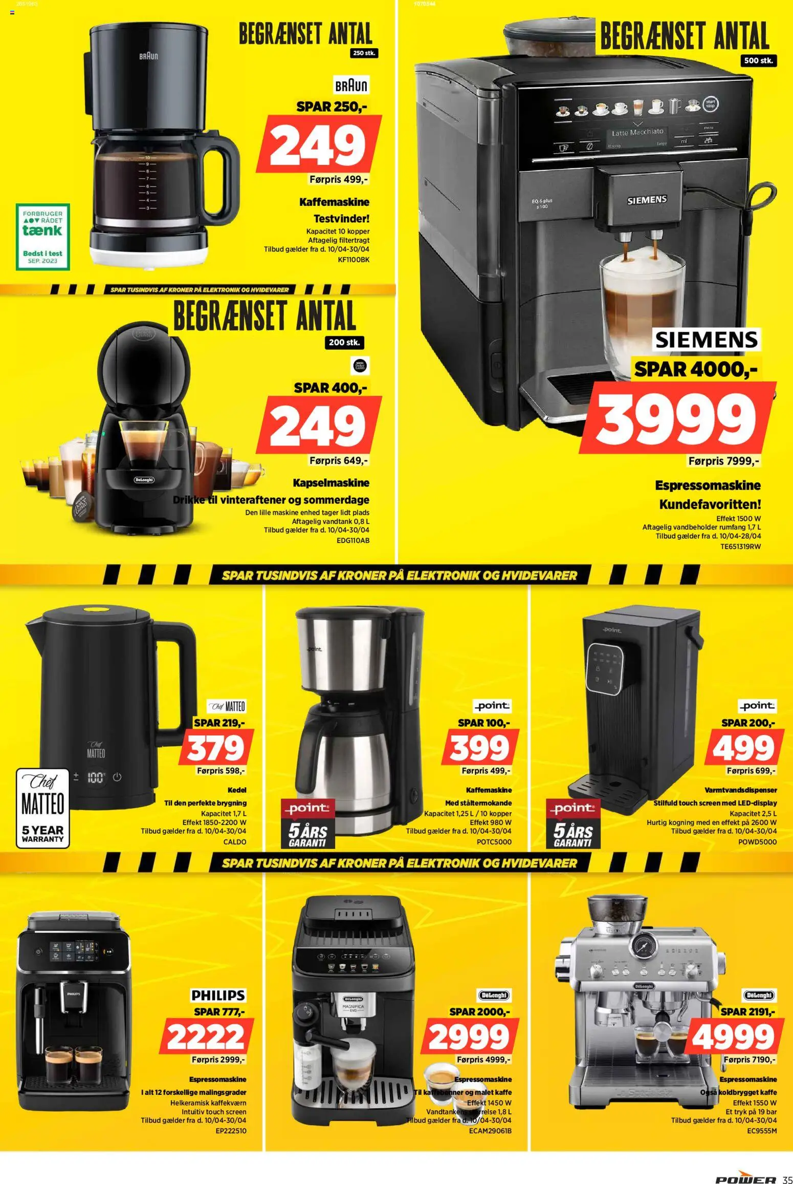 Power tilbudsavis – gyldig fra 10.04.2026 | Side: 35 | Produkter: Kaffe, Kaffemaskine, Kedel