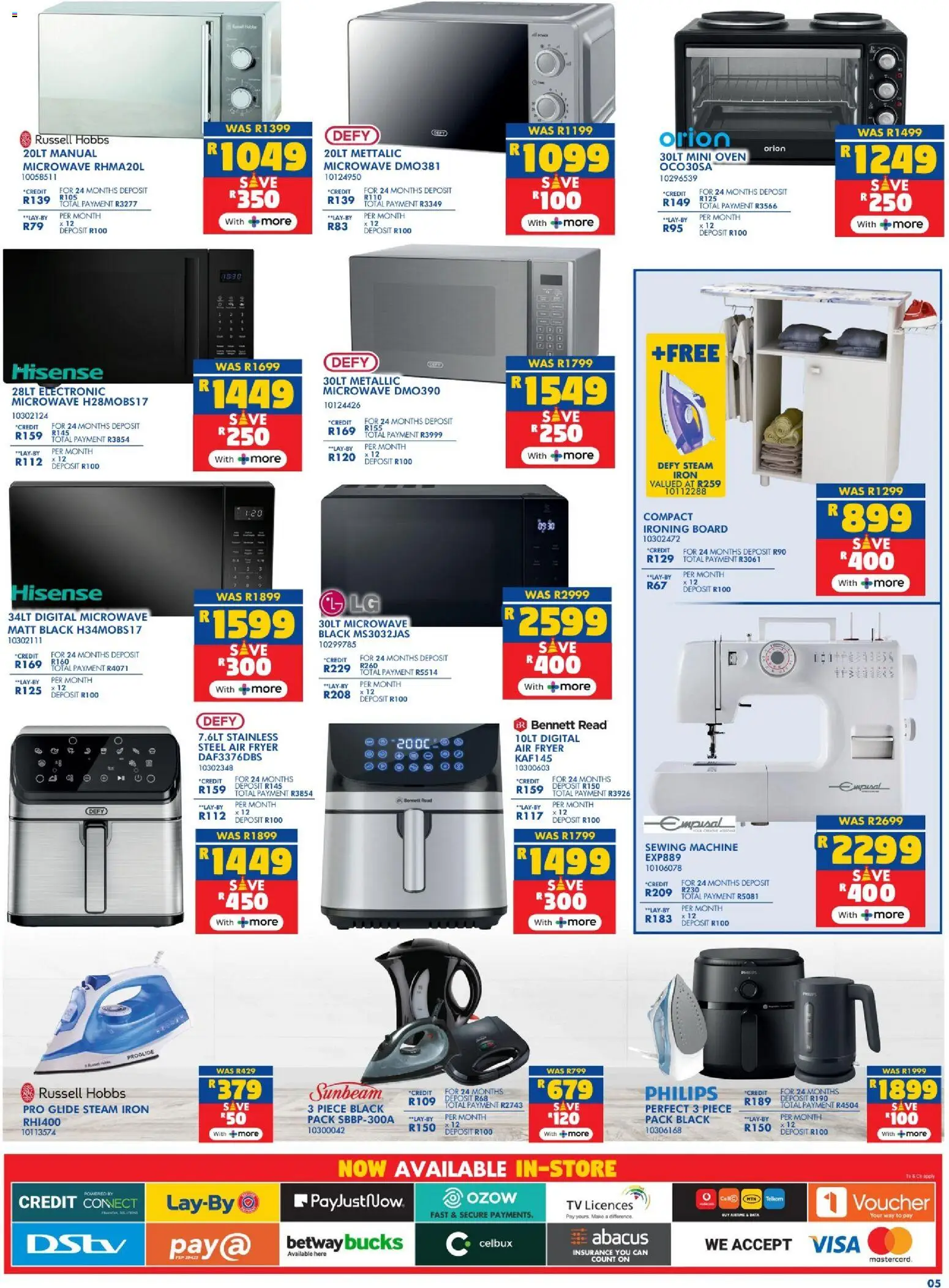New Russells catalogue – valid from 02.12.2025 | Page: 5 | Products: Iron, Sewing machine, TV, Air fryer