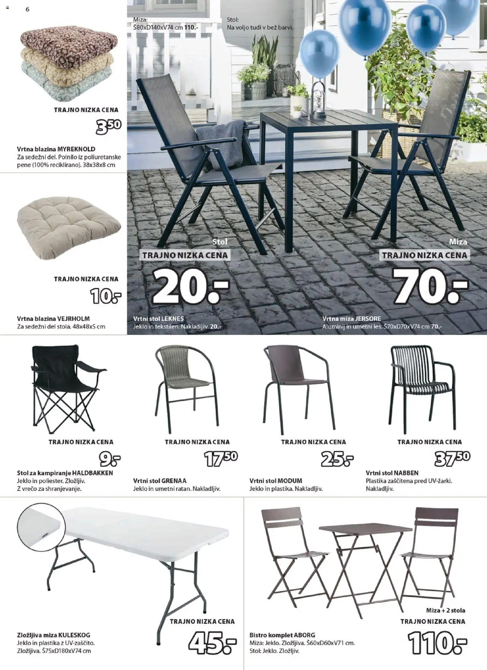 Novi JYSK katalog ponudbe – veljaven od 08.04.2026 | Stran: 6 | Izdelki: Vrtni stol, Vrtna blazina, Blazina, Miza