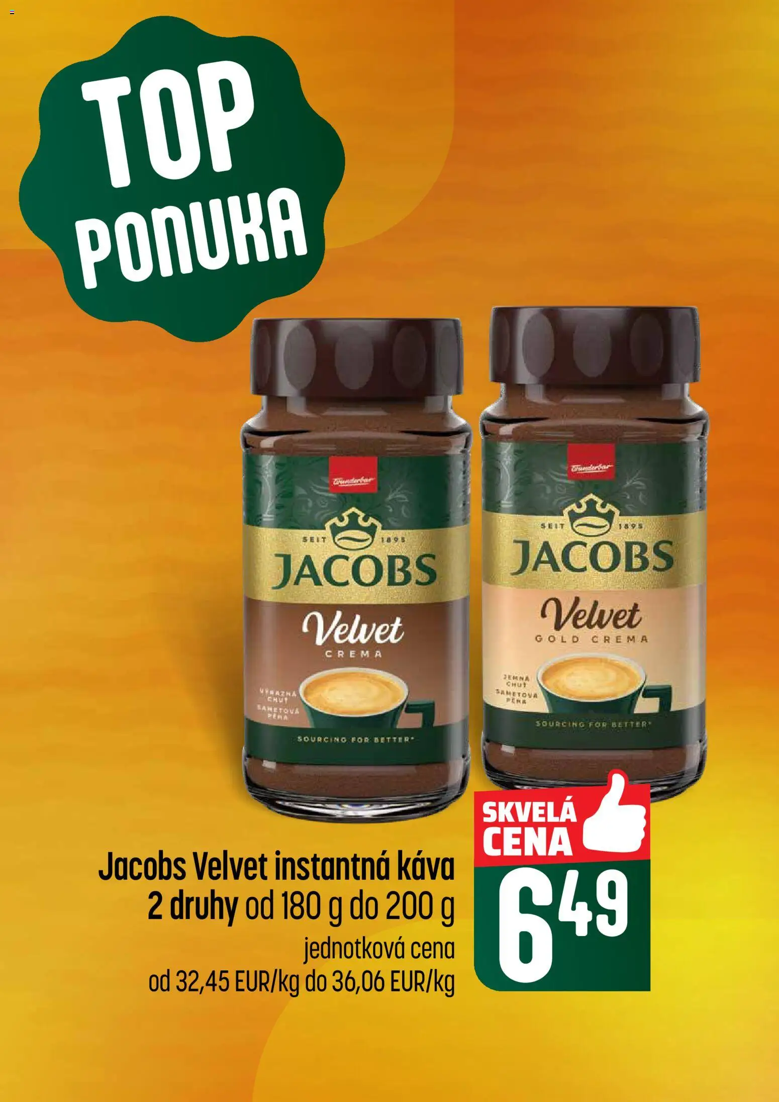 Nové COOP Jednota akcie – leták je platný od 16.04.2026 | Strana: 7 | Produkty: Jacobs Velvet, Káva