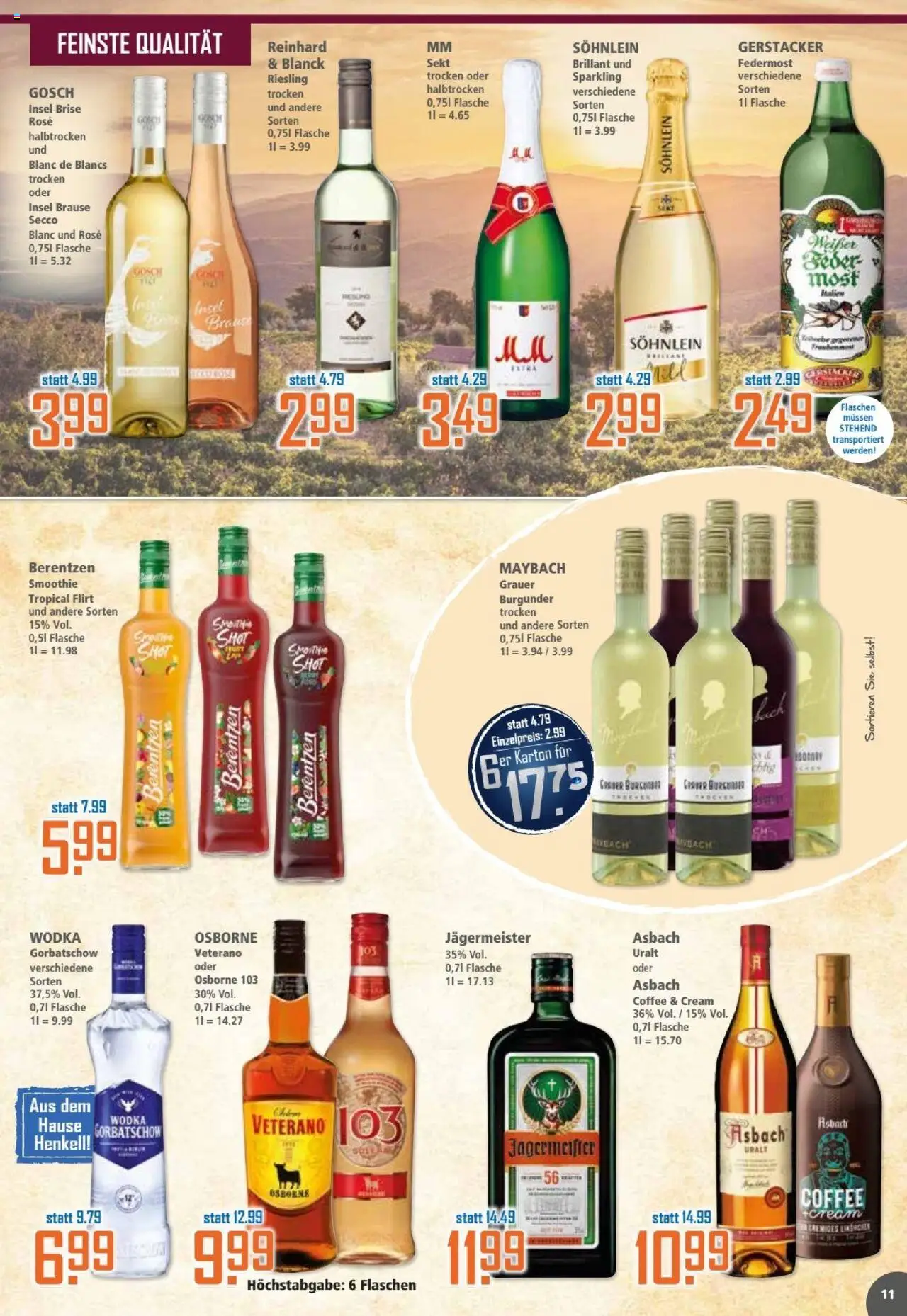 Klaas & Kock Prospekt – gültig ab 08.09.2025 | Seite: 11 | Produkte: Osborne, Sekt, Wodka, Asbach