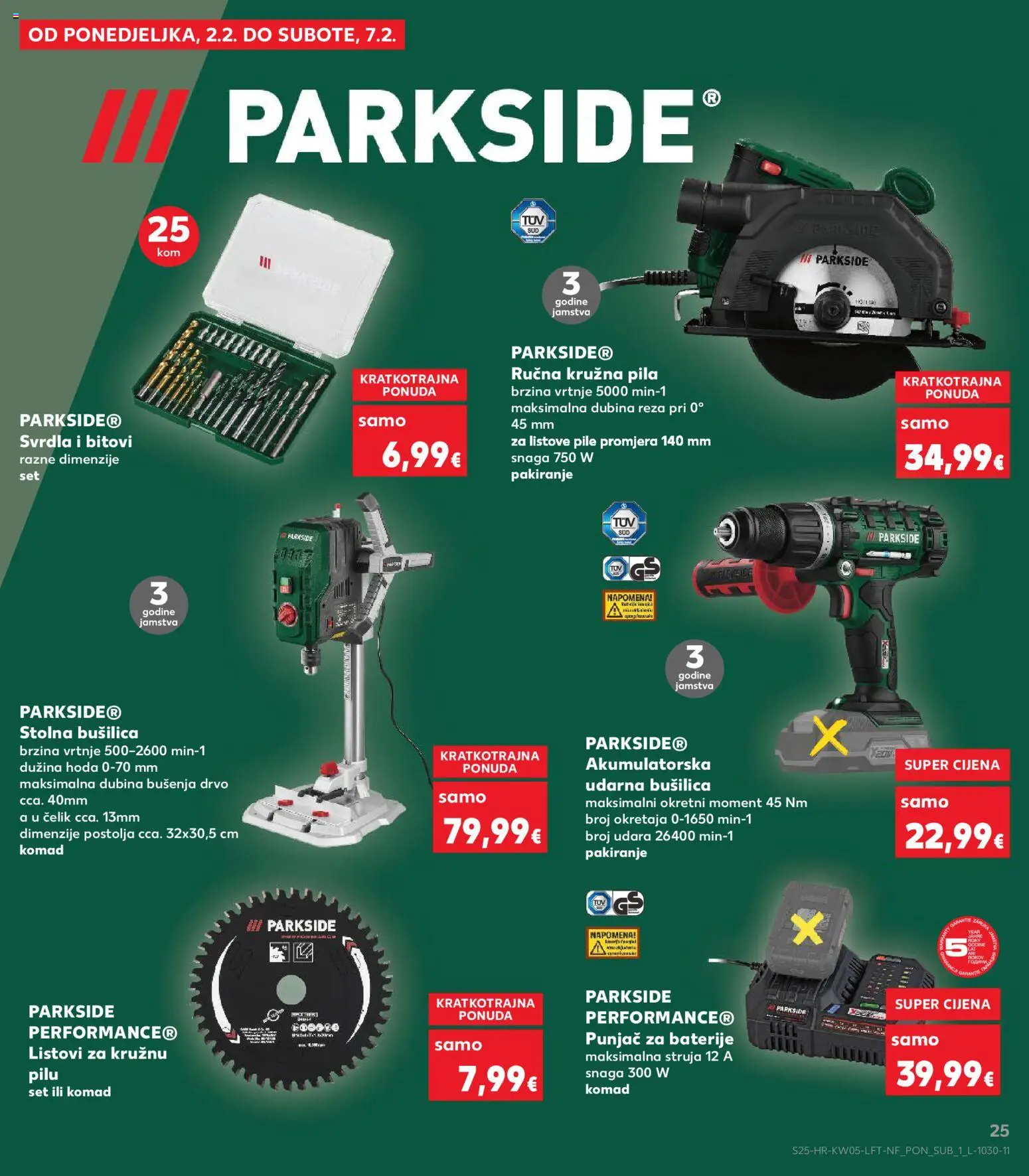 Kaufland katalog | vrijedi od 28.01.2026 | Stranica: 25 | Proizvodi: Baterije, Pila, Bušilica, Parkside