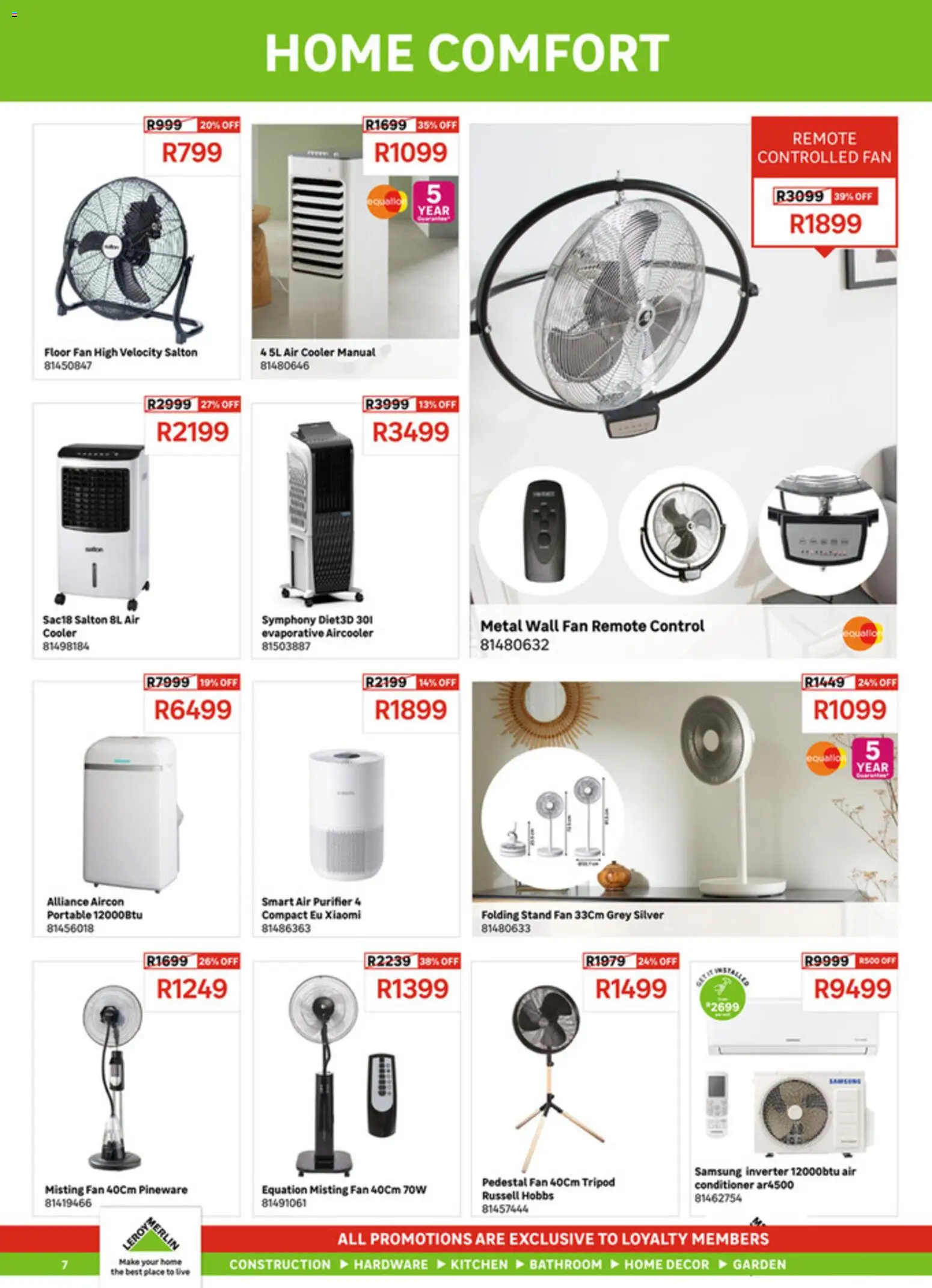 New Leroy Merlin catalogue – valid from 02.03.2026 | Page: 7 | Products: Pedestal, Air conditioner, Floor fan, Remote