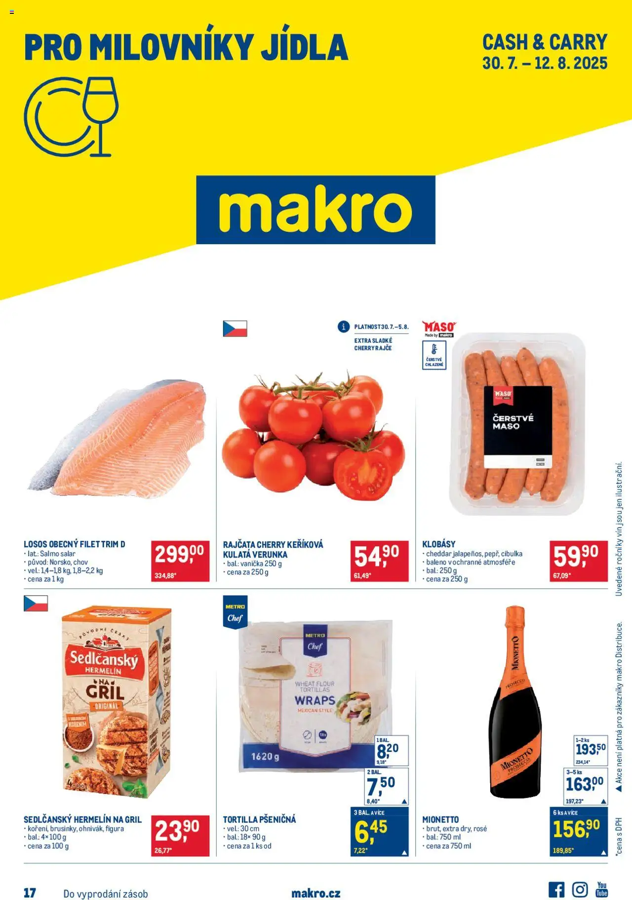 Makro leták - Pro milovníky jídla od 30.07.2025 | Strana: 1 | Produkty: Hermelín, Gril, Filet, Cheddar
