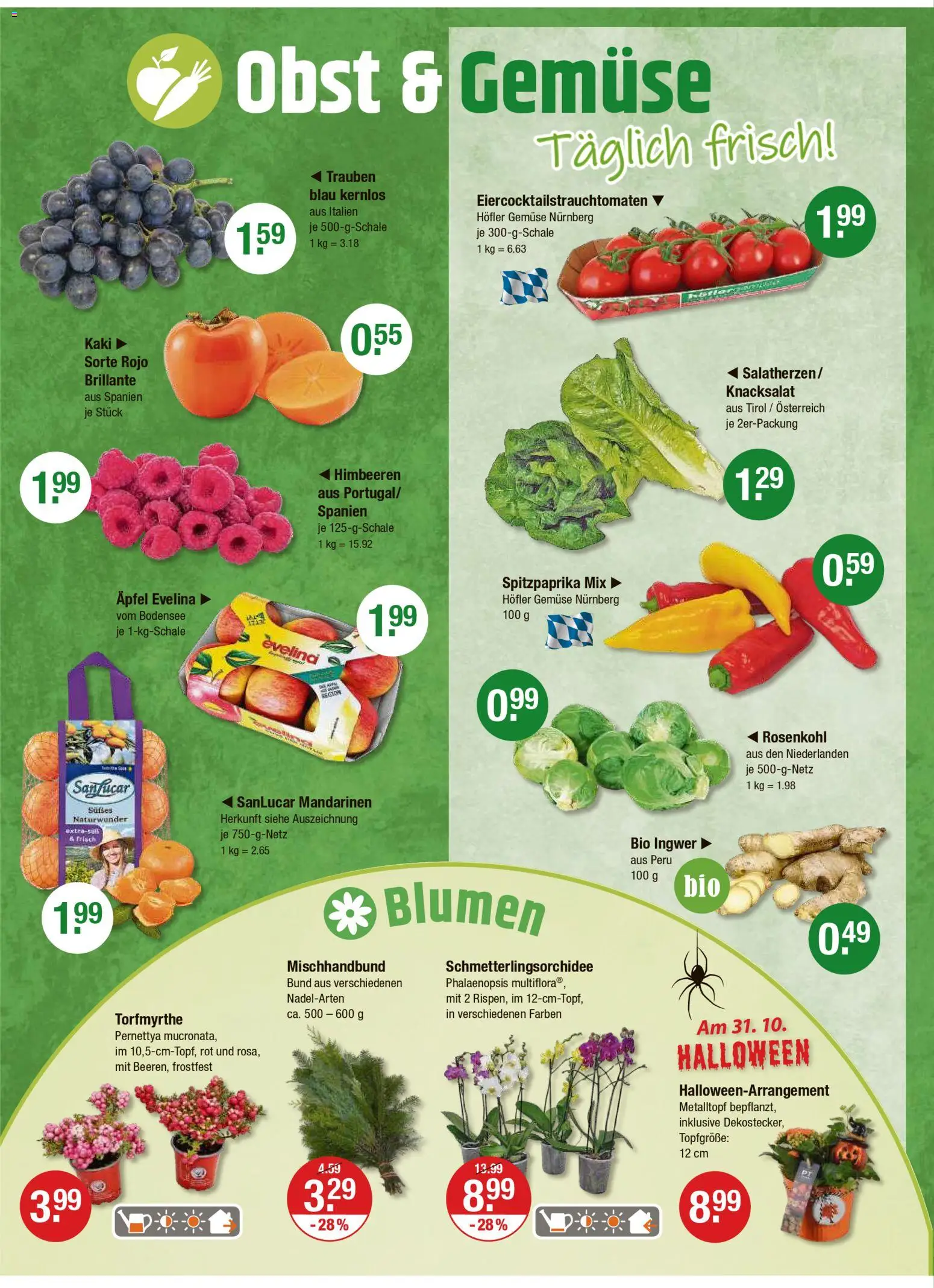 V-Markt - Schwaben/Oberbayern – gültig ab 23.10.2025 | Seite: 4 | Produkte: Blumen, Mandarinen, Gemüse, Kaki