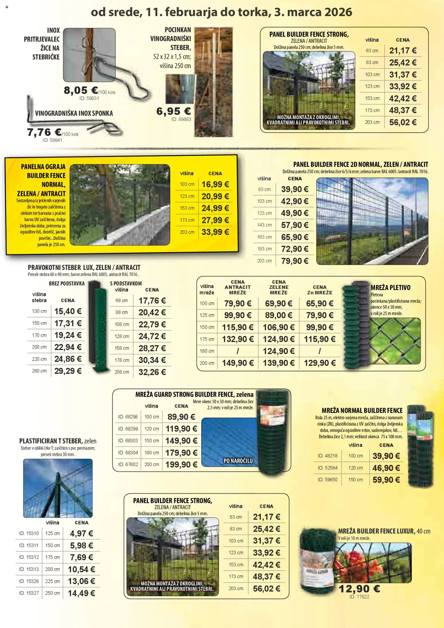 Novi Živex katalog ponudbe – veljaven od 11.02.2026 | Stran: 5 | Izdelki: Kos, Ograja, Zelena