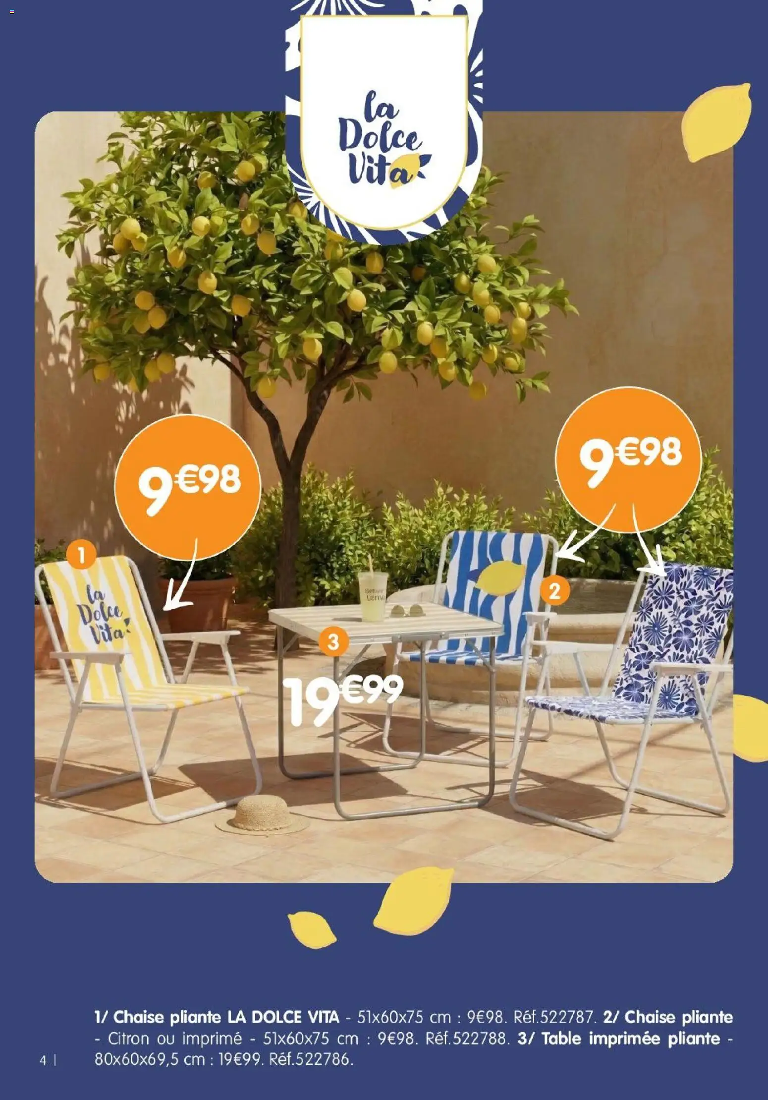 {H1} | Page: 4 | Produits: Citron, Chaise pliante, Table, Chaise