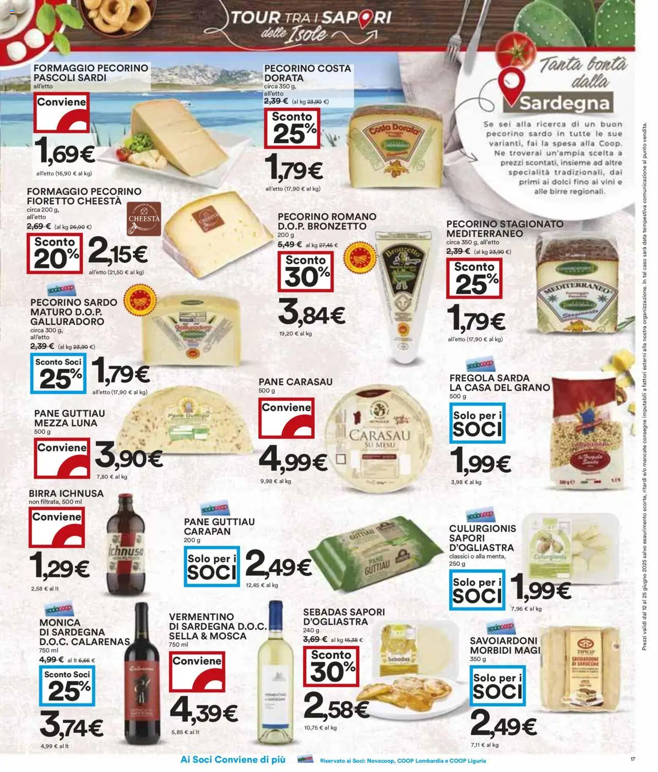 Volantino COOP del 12.06.2025 | Pagina: 17 | Prodotti: Birra, Formaggio, Data, Pecorino