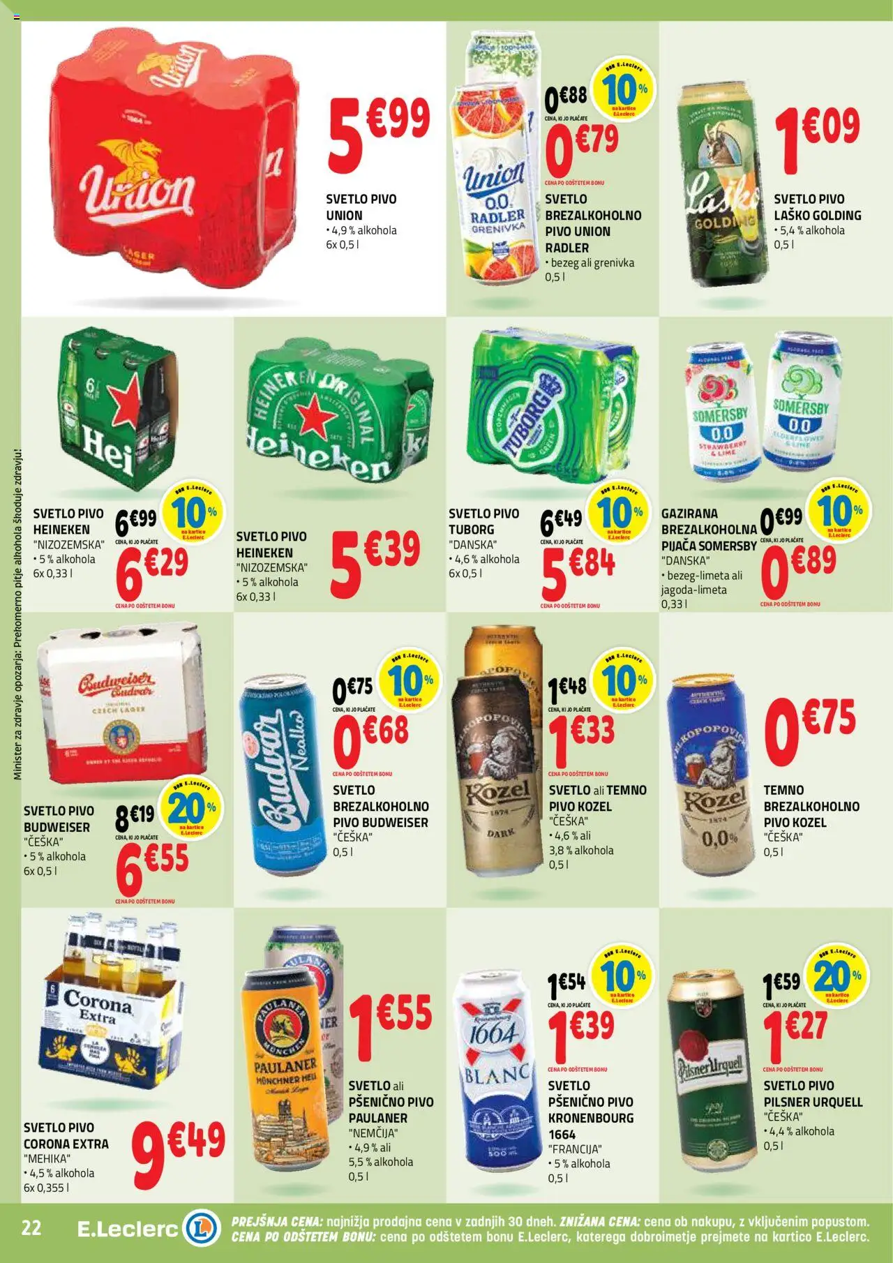 Novi E.leclerc katalog ponudbe – veljaven od 10.09.2025 | Stran: 22 | Izdelki: Falafel, Radler, Pivo, Grenivka