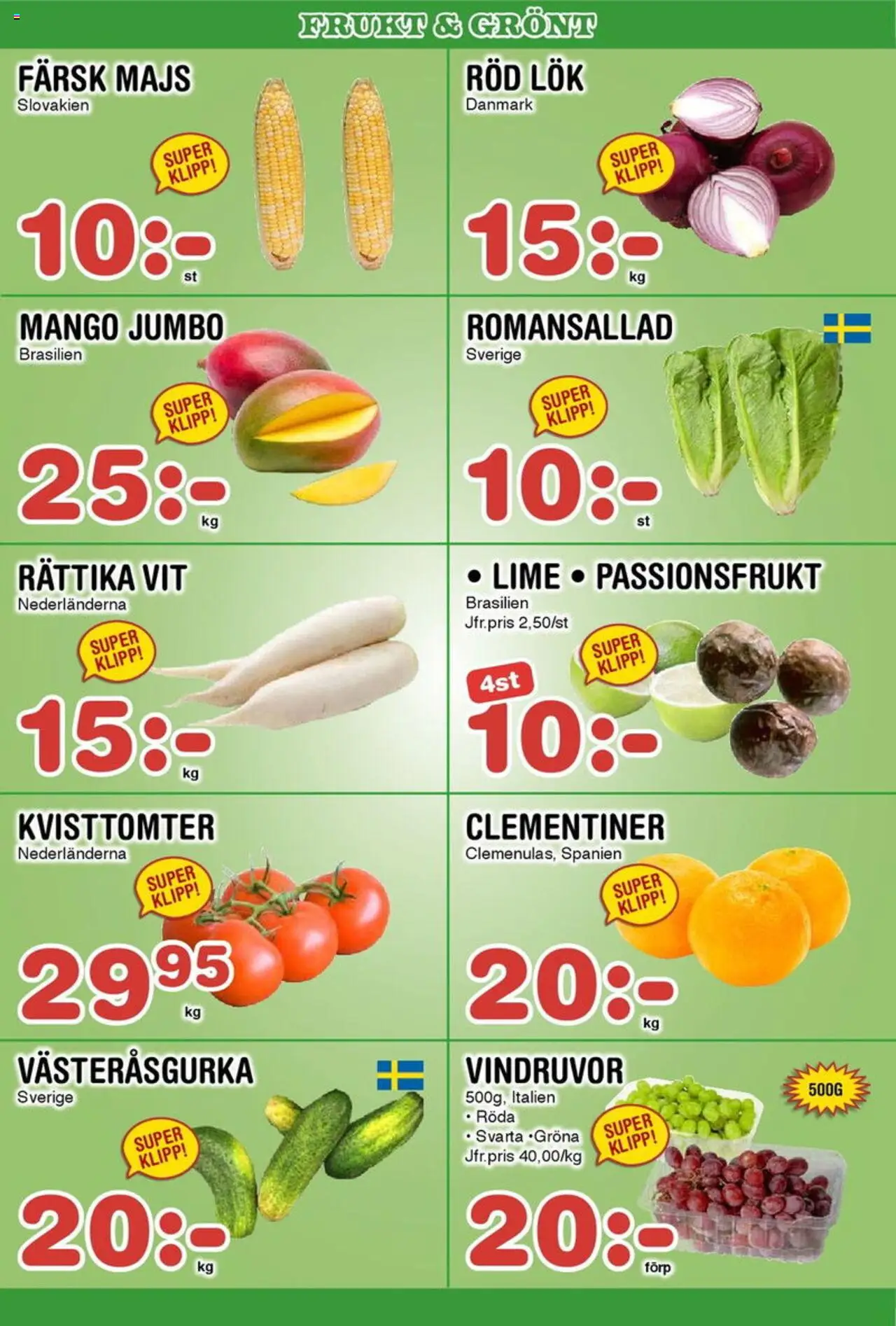 Nya Pulsen reklamblad aktuell från 25.08.2025 | Sida: 7 | Produkter: Vindruvor, Romansallad, Lime, Mango