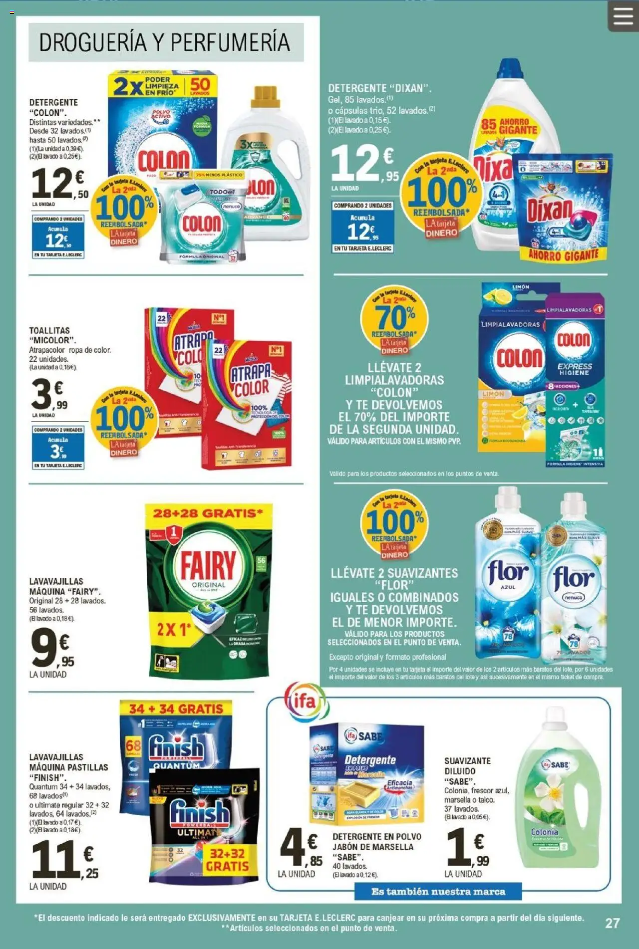 E.Leclerc folleto │ válido desde el 13.08.2025 | Página: 27 | Productos: Polvo, Detergente, Té, Suavizante