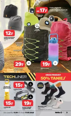 Netto gazetka - Non Food od 11.09.2025 | Strona: 3 | Produkty: Plecak, Czapka, Skarpetki