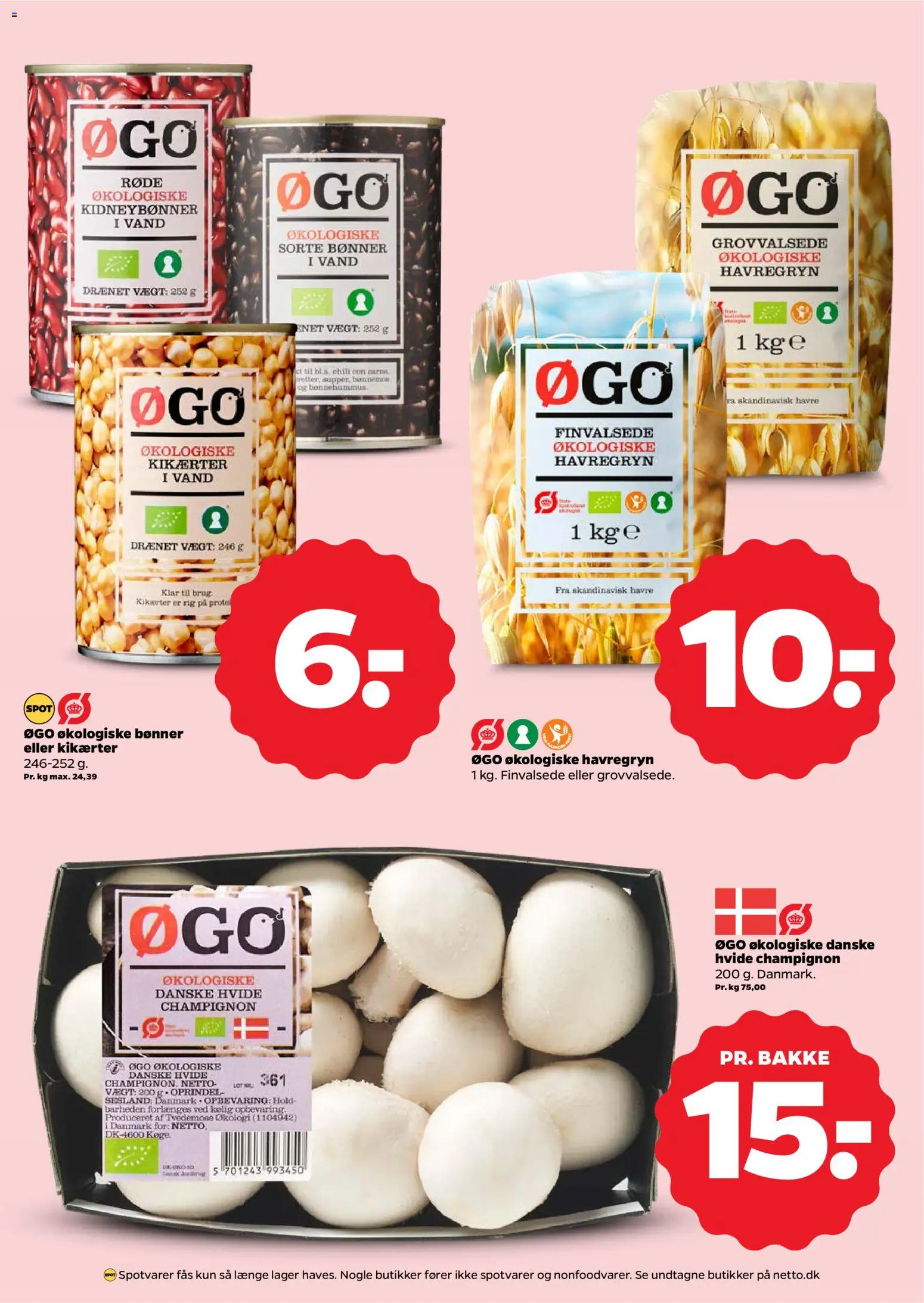 Netto tilbudsavis – gyldig fra 25.04.2026 | Side: 8 | Produkter: Champignon, Kikærter, Bønner, Sorte Bønner