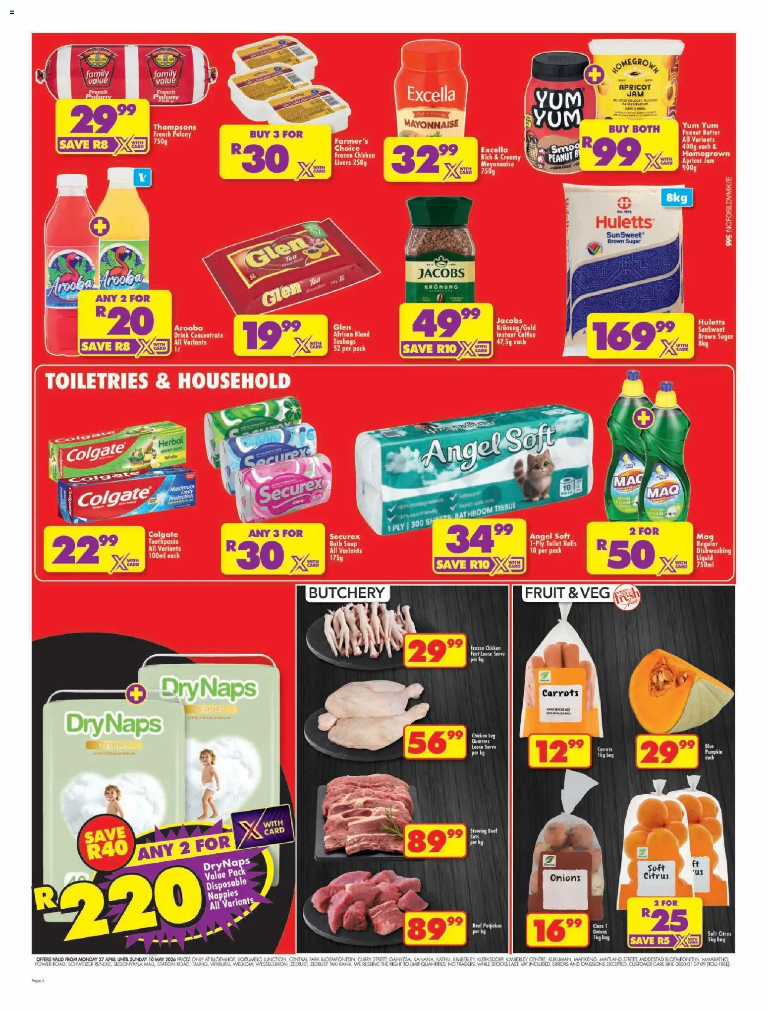 New Shoprite catalogue – valid from 27.04.2026 | Page: 2 | Products: Bath, Chicken, Peanut butter, Mayonnaise