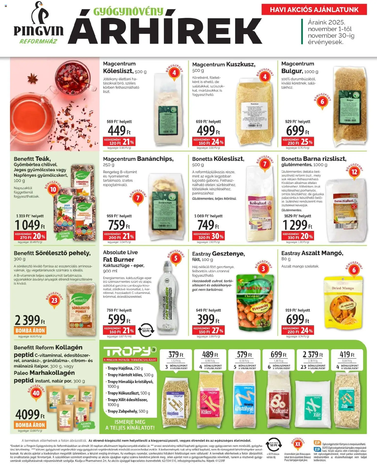 Pingvin Patika akciós ujság - amely érvényes a következő dátumtól: 01.11.2025 | Oldal: 4 | Termékek: Rizsliszt, Bulgur, Kuszkusz, Citrom