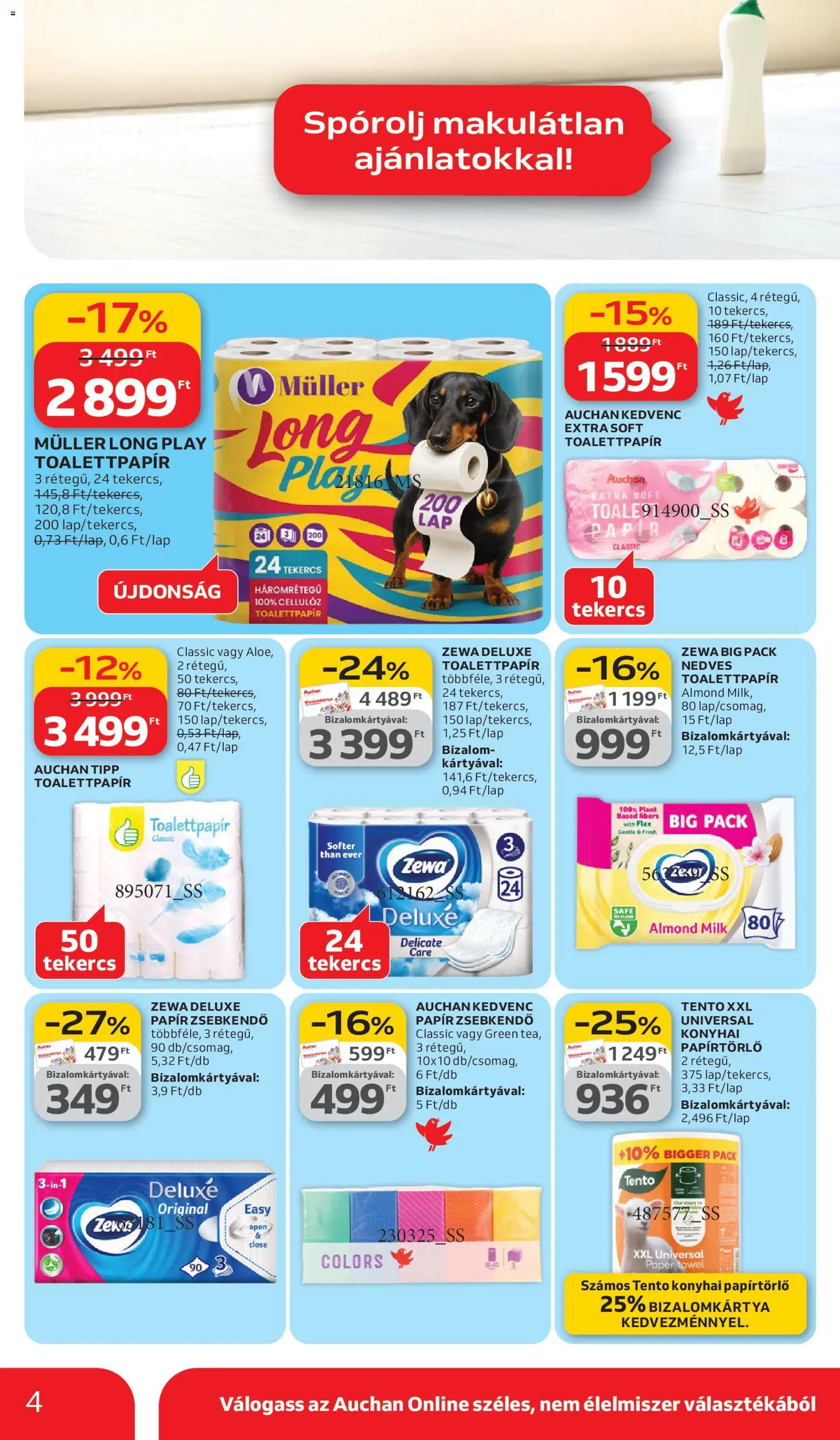 Auchan akciós ujság - amely érvényes a következő dátumtól: 05.03.2026 | Oldal: 4 | Termékek: Papírtörlő