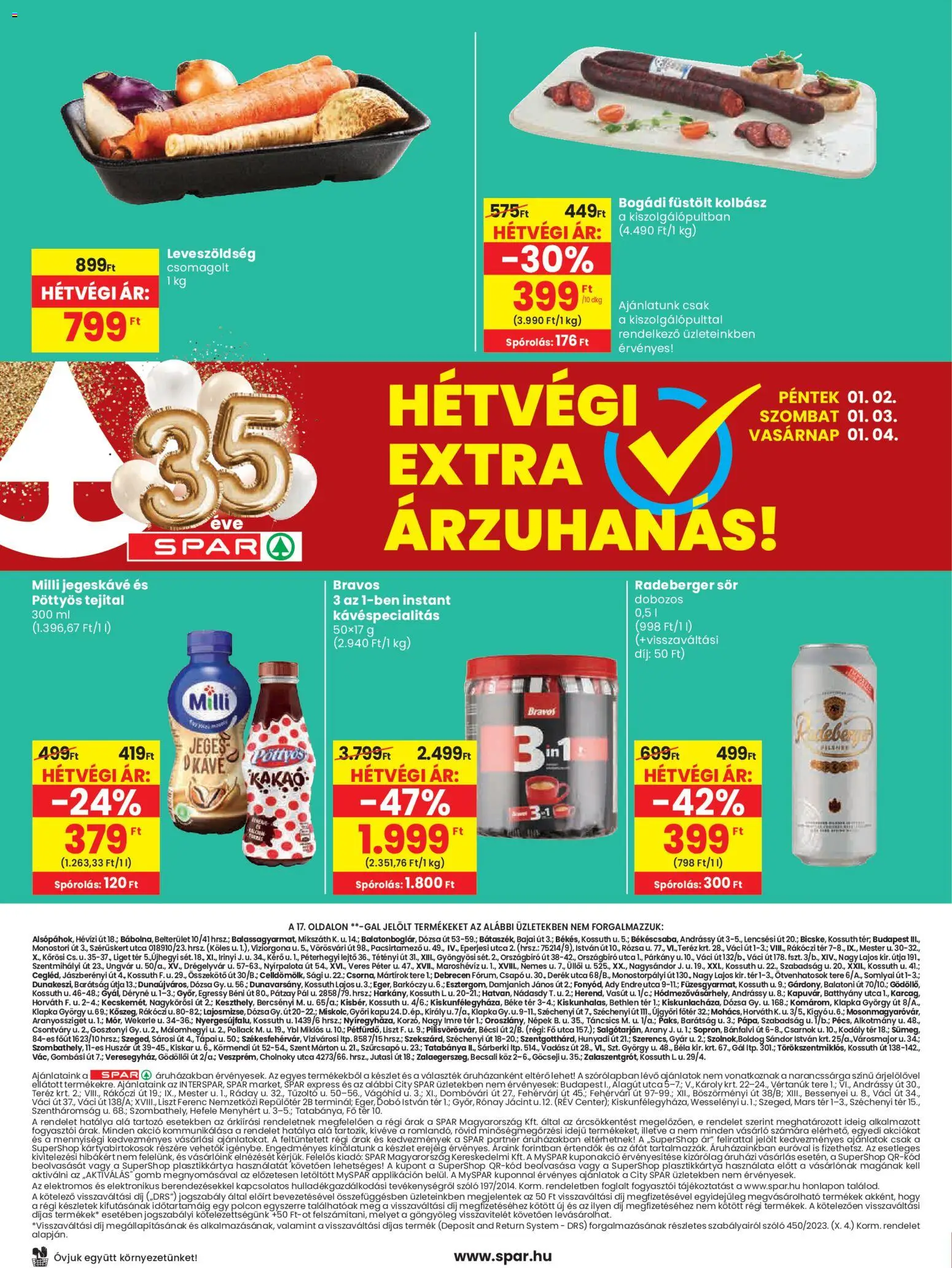 Spar akciós ujság - amely érvényes a következő dátumtól: 02.01.2026 | Oldal: 20 | Termékek: Spanać, Szőlő, Jegeskávé, Sör