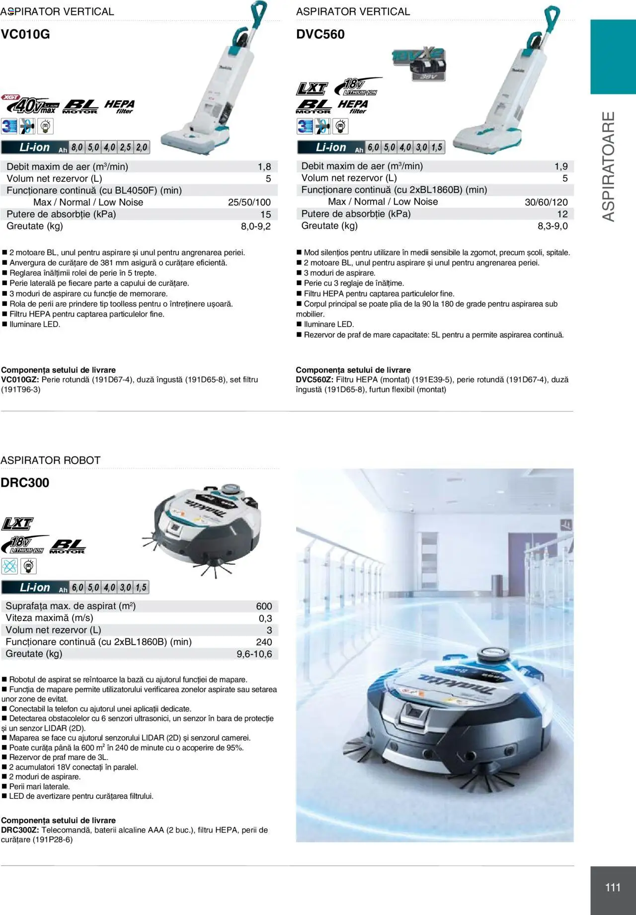 Noul catalog Makita – valabil de la 08.01.2025 | Pagină: 111 | Produse: Telefon, Aspirator, Baterii, Perie