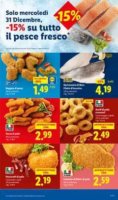 Anteprima del volantino Filetto di branzino, 230 g confezione valido a partire dal 29.12.2025 | Pagina: 5 | Prodotti: Pollo, Pesce, Branzino, Formaggio