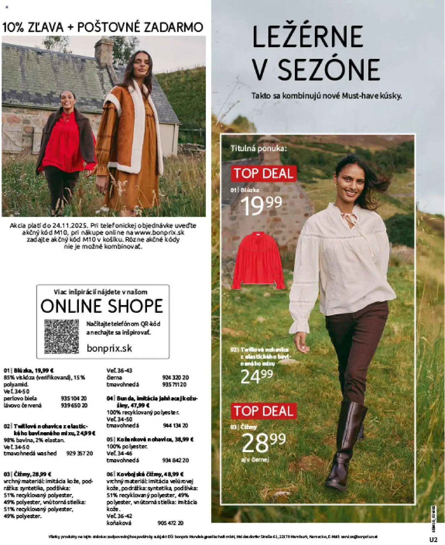 Nové Bonprix akcie – leták je platný od 24.11.2025 | Strana: 2 | Produkty: Blúzka, Nohavice
