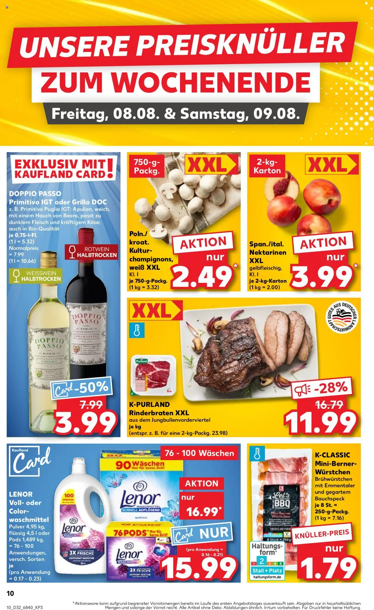 Kaufland prospekt Hamburg	 - gültig ab dem 07.08.2025 | Seite: 10 | Produkte: Nektarinen, Rotwein, Doppio passo primitivo, Waschmittel