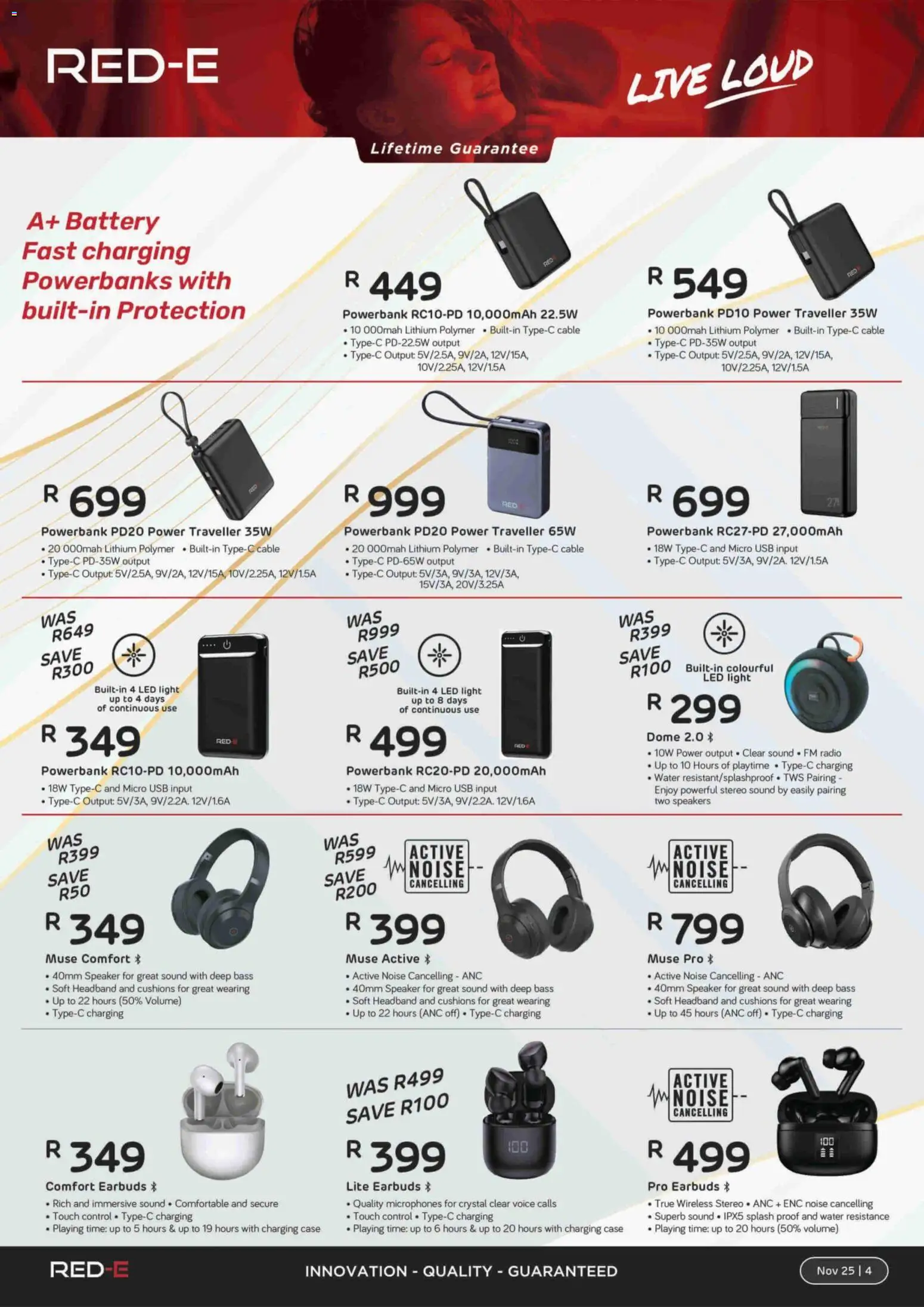 New Computer Mania catalogue – valid from 01.11.2025 | Page: 5 | Products: Powerbank, Earbuds, Speaker, Light