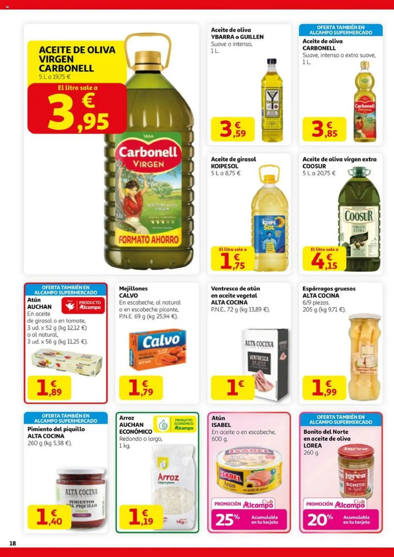 Alcampo - HG Madrid Unificado │ válido desde el 11.09.2025 | Página: 18 | Productos: Aceite, Arroz, Κάδος απορρυμάτων, Aceite de oliva virgen extra
