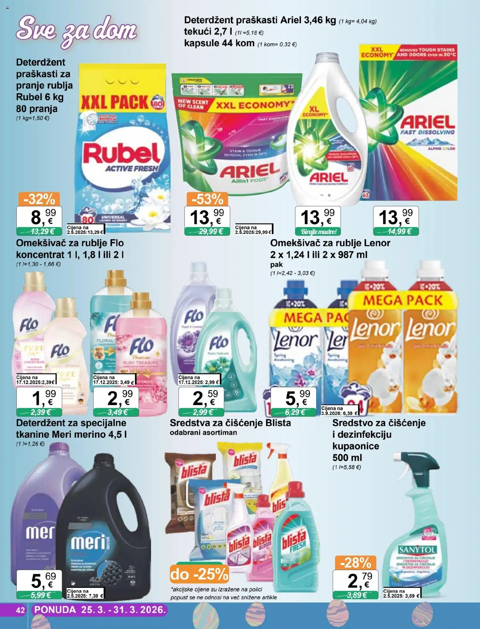 KTC katalog | vrijedi od 25.03.2026 | Stranica: 42 | Proizvodi: Sredstva za čiščenje, Omekšivač, Meri Merino, Lenor