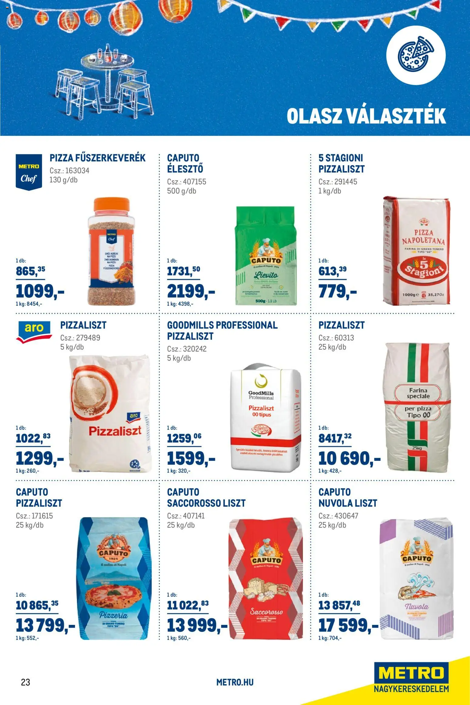 Metro akciós ujság - amely érvényes a következő dátumtól: 03.03.2026 | Oldal: 23 | Termékek: Fűszerkeverék, Élesztő, Pizza