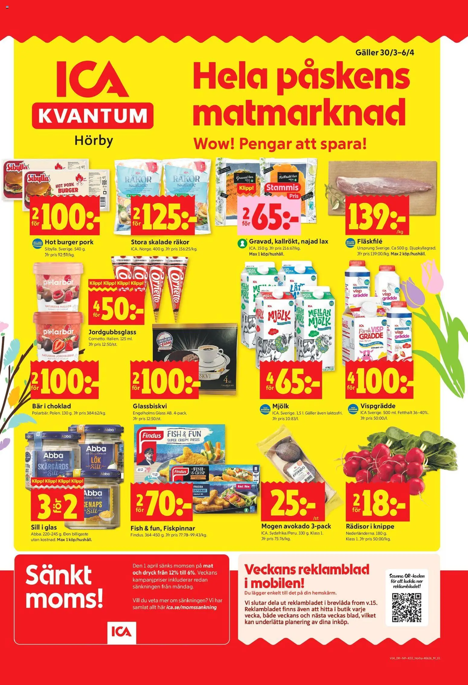 ICA Kvantum reklamblad aktuell från 30.03.2026 | Sida: 1 | Produkter: Visp, Lax, Hallon, Vispgrädde