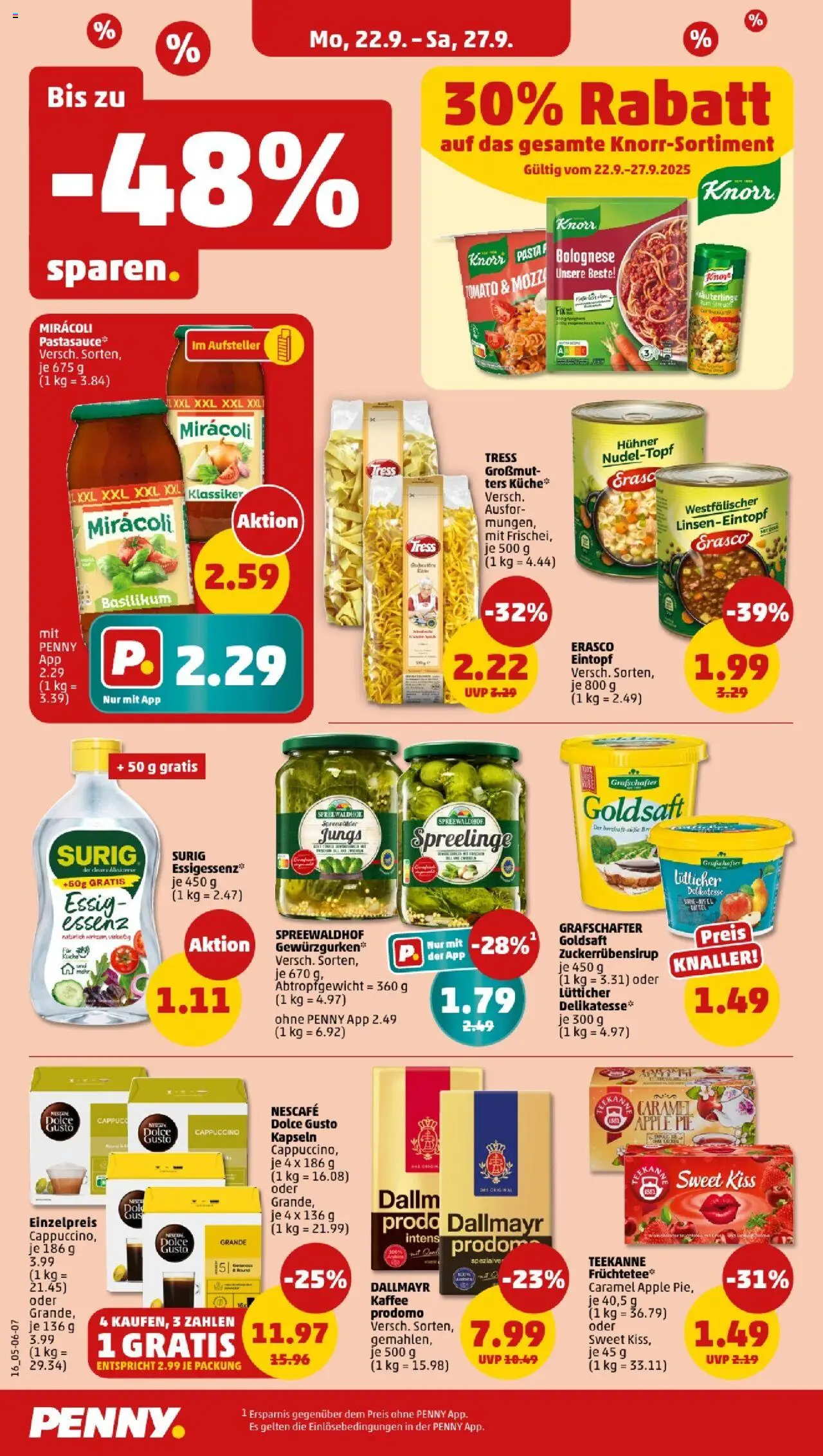 Penny - Saarland  – gültig ab 22.09.2025 | Seite: 18 | Produkte: Essig, Dallmayr, Teekanne, Erasco