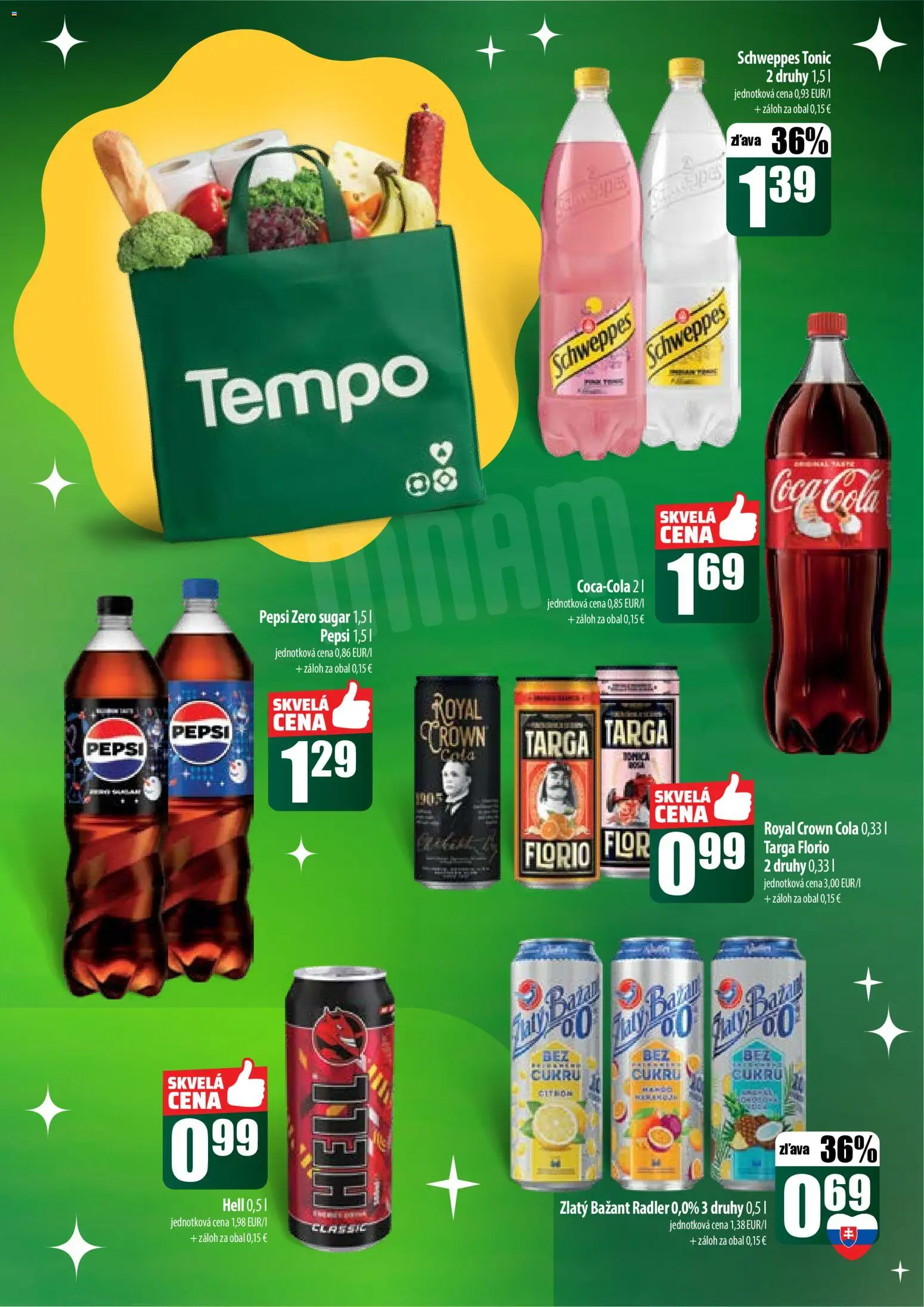 Nové COOP Jednota akcie – leták je platný od 11.12.2025 | Strana: 49 | Produkty: Radler, Zlatý Bažant, Pepsi, Cola