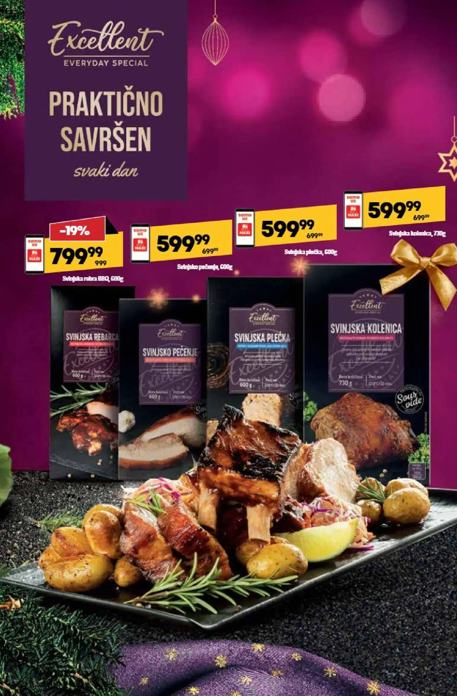 Maxi katalog - važi od 22.12.2025 | Strana: 4 | Proizvode: Svinjska kolenica, Svinjska rebra, Svinjska plećka