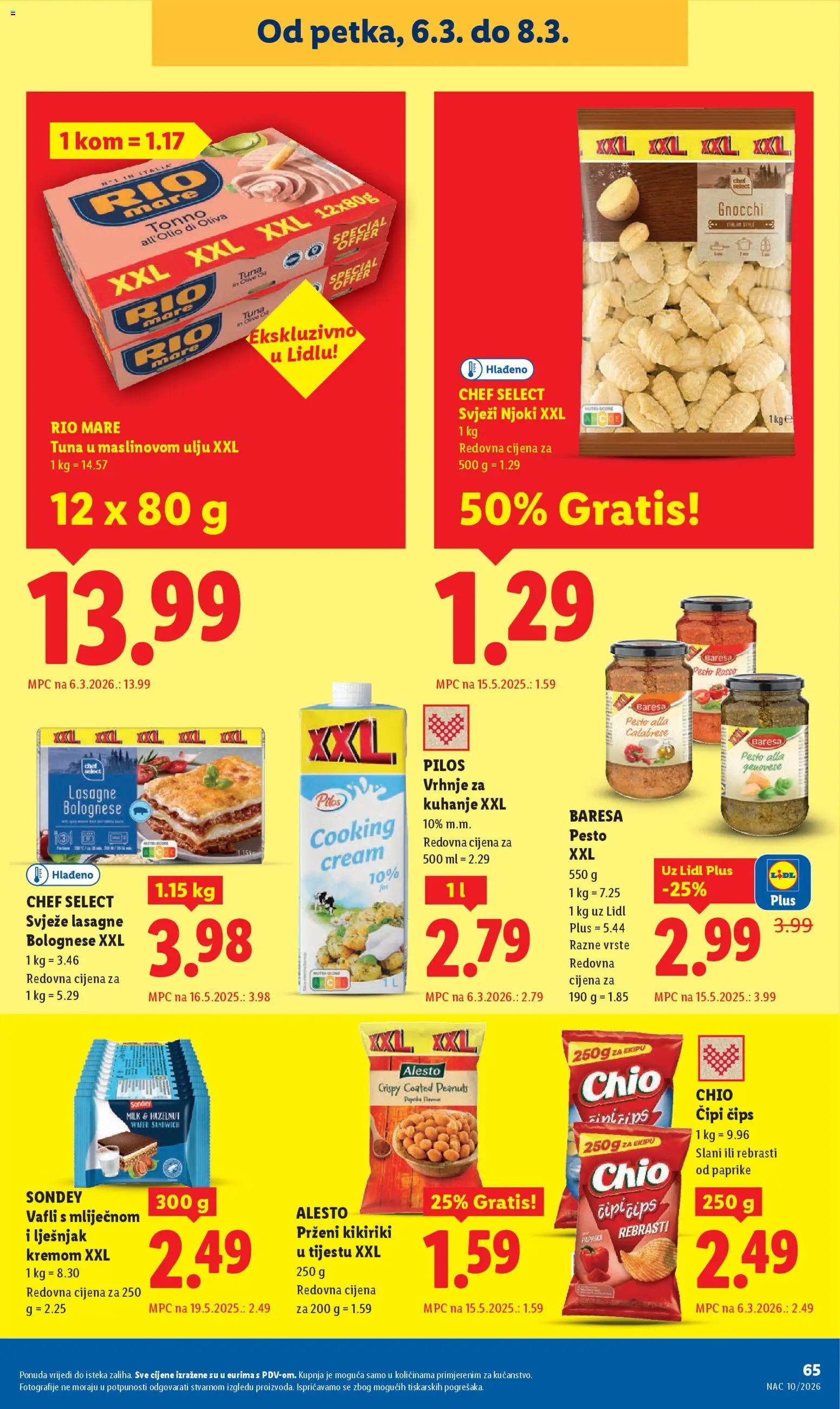 Lidl katalog | vrijedi od 02.03.2026 | Stranica: 65 | Proizvodi: Vrhnje za kuhanje, Čips, Kikiriki, Tuna