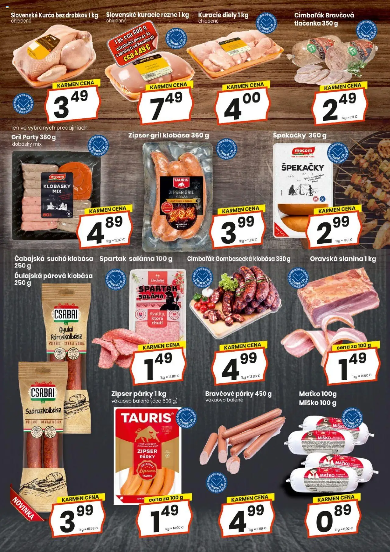 KARMEN CBA maloobchod │ platný od 21.08.2025 | Strana: 5 | Produkty: Gril, Saláma, Slanina, Klobása