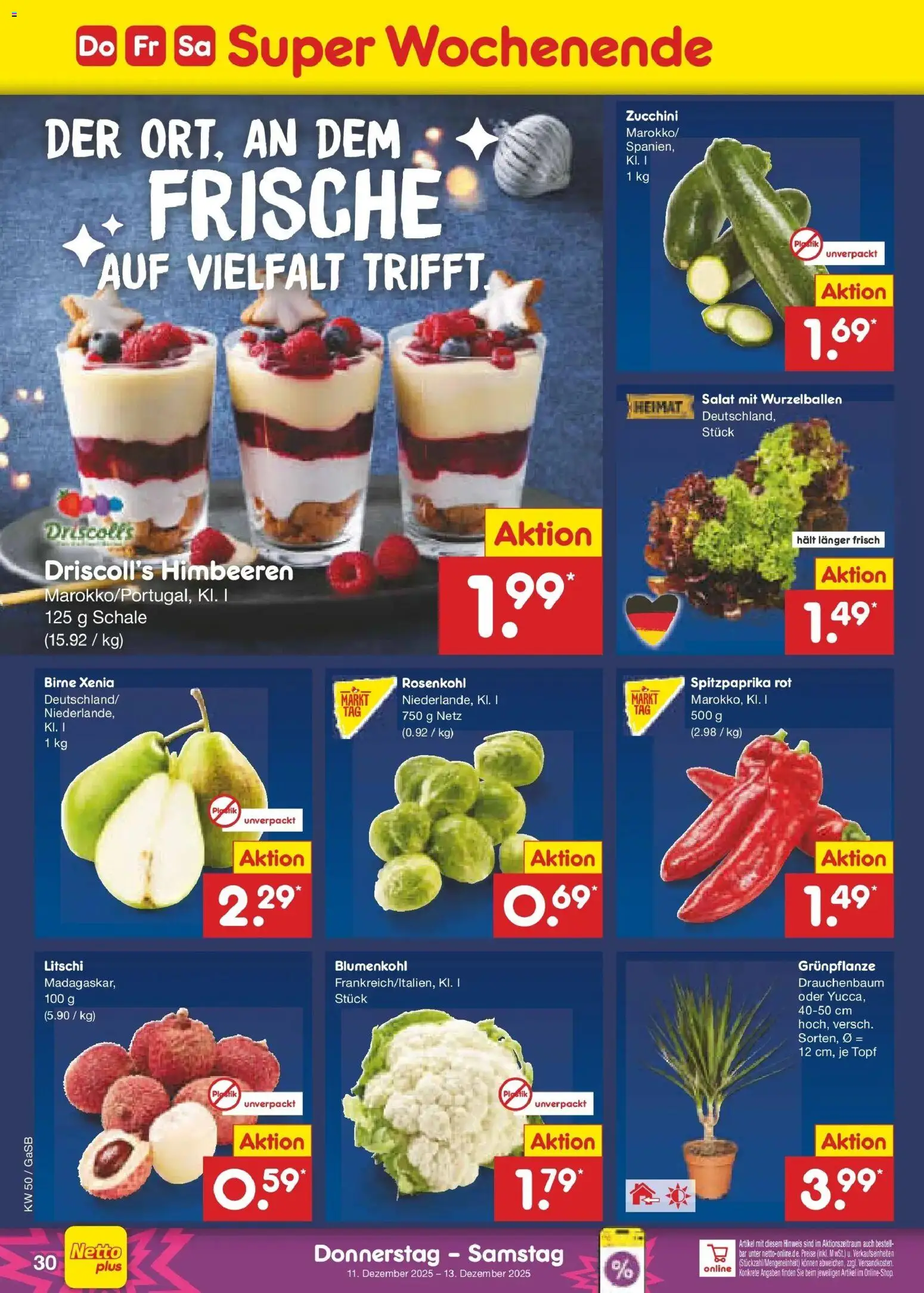Netto Marken-Discount - Netto: Wochenangebote – gültig ab 07.12.2025 | Seite: 38 | Produkte: Birne, Blumenkohl, Zucchini, Salat