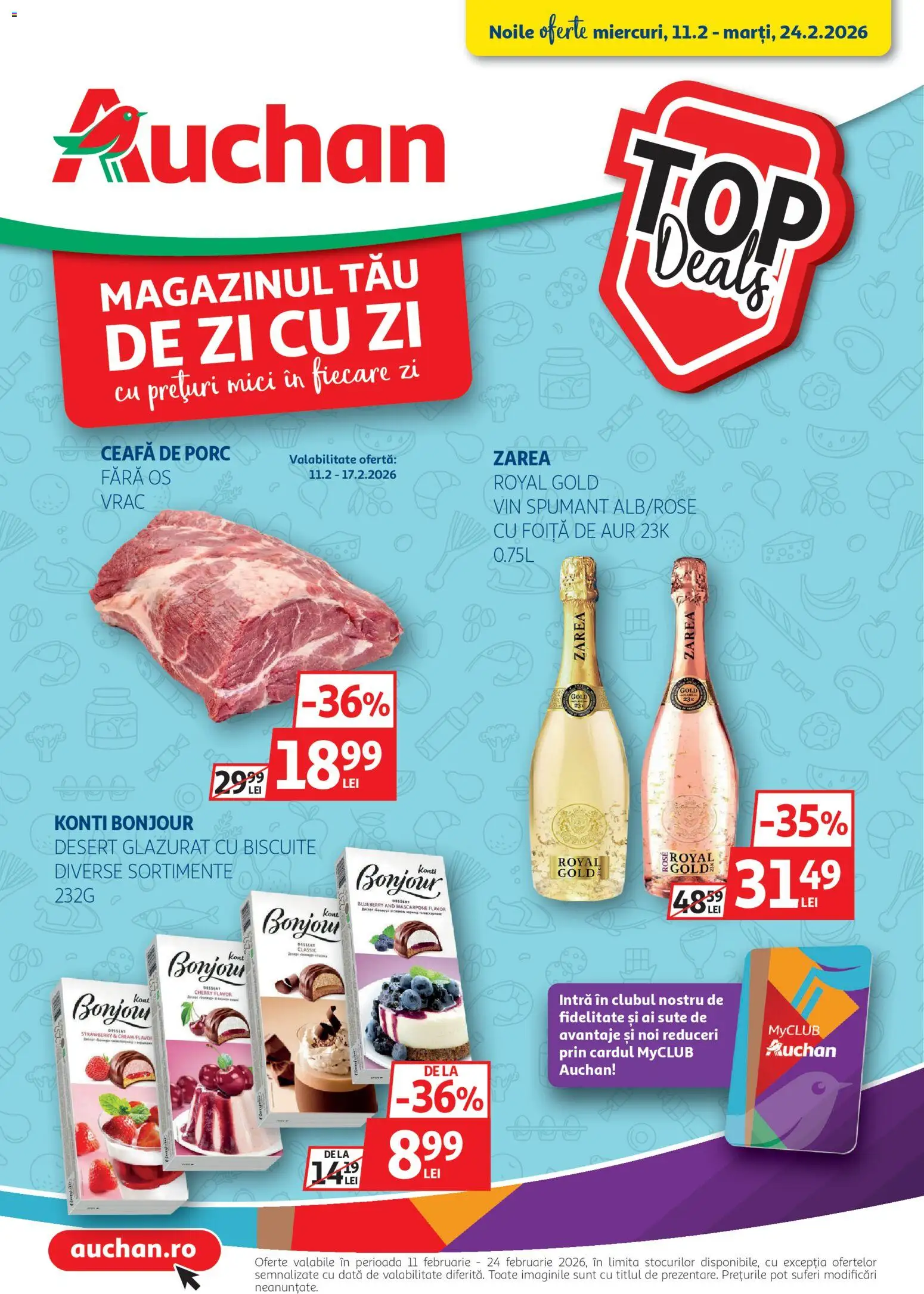 Noul catalog Auchan – valabil de la 11.02.2026 | Pagină: 1 | Produse: Keçeli kalem, Mici, Vin, Mascarpone