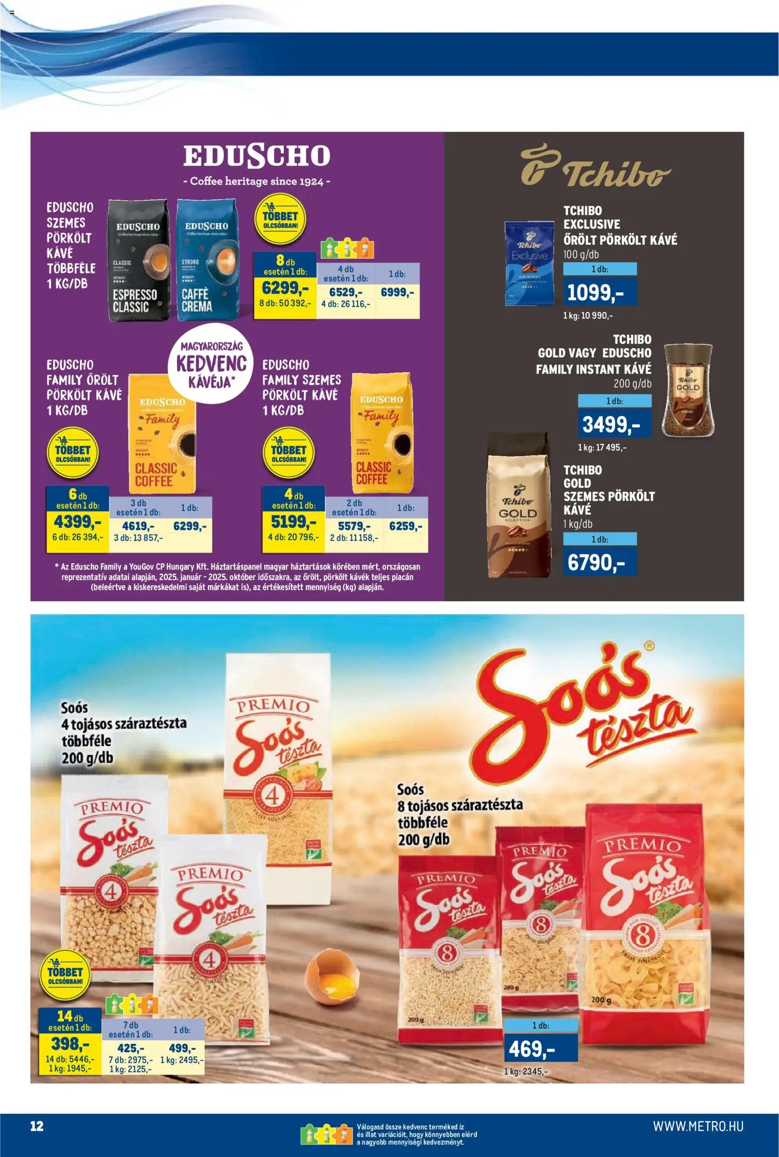 Metro akciós ujság - amely érvényes a következő dátumtól: 16.04.2026 | Oldal: 12 | Termékek: Kávé, Tészta, Száraztészta, Instant kávé