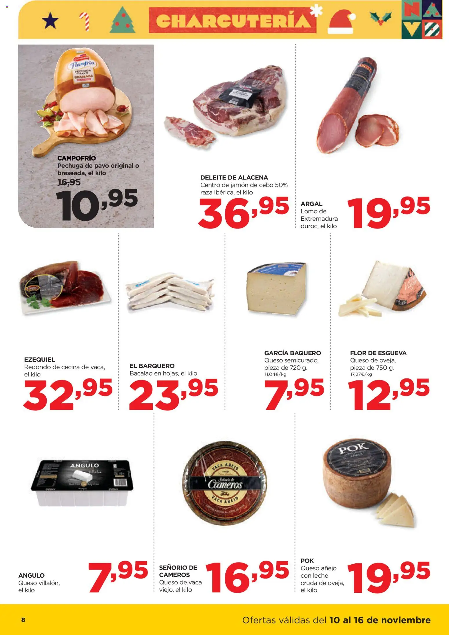 Alimerka folleto Castilla y León │ válido desde el 10.11.2025 | Página: 8 | Productos: Queso de vaca, Leche, Queso, Jamón