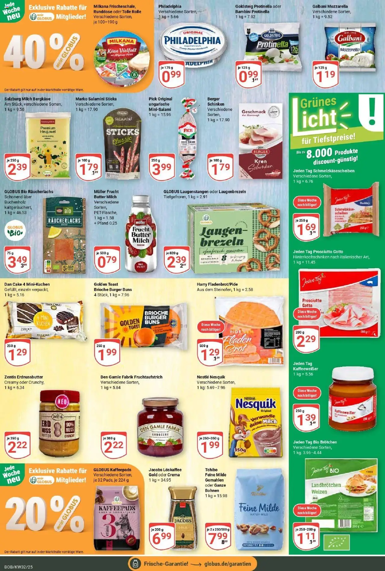 Globus prospekt Bobenheim-Roxheim	 - gültig ab dem 03.08.2025 | Seite: 9 | Produkte: Kaffeepads, Nesquik, Butter, Mozzarella