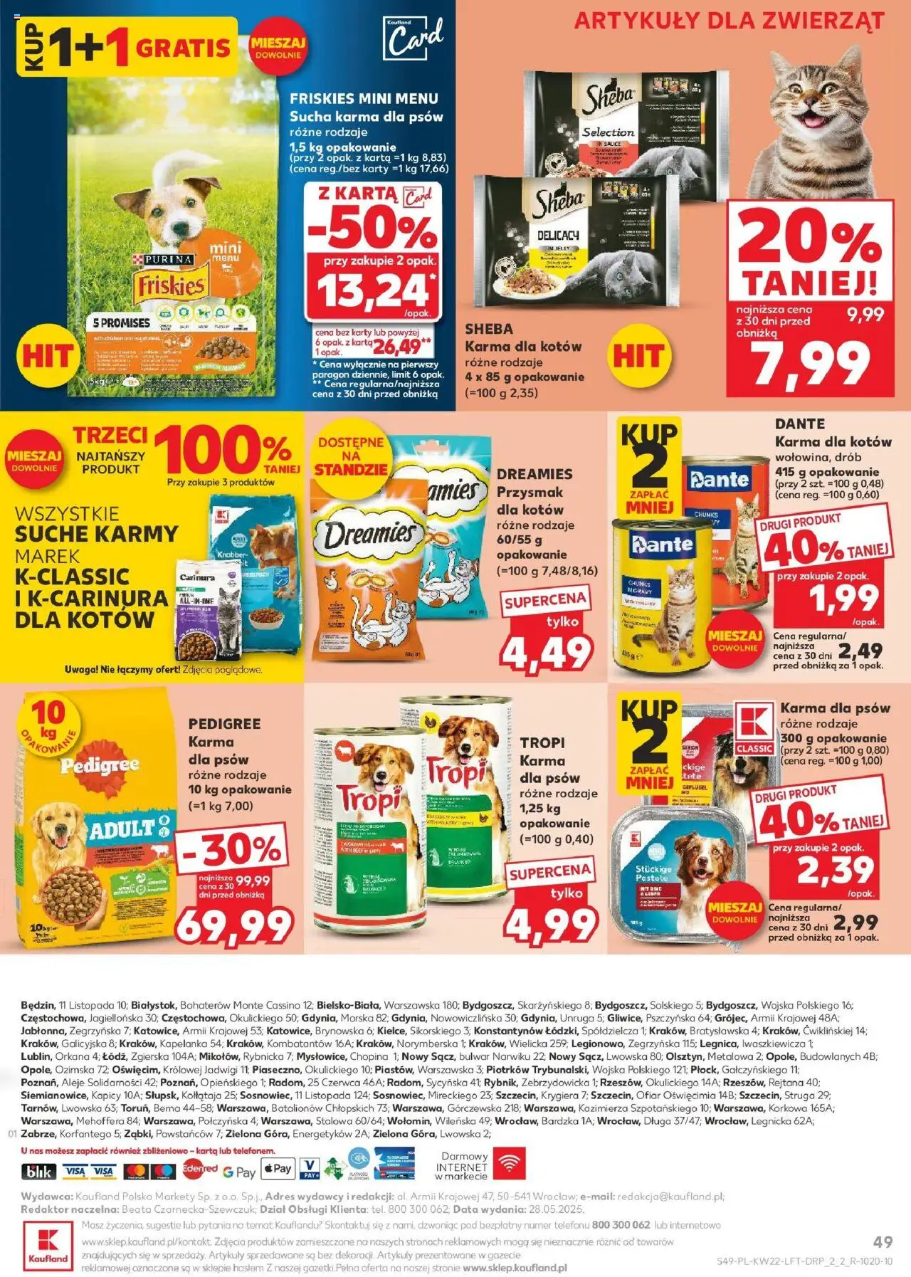 Kaufland gazetka od 29.05.2025 | Strona: 49 | Produkty: Karta, Pedigree, Karma dla kotów, Karma dla psów