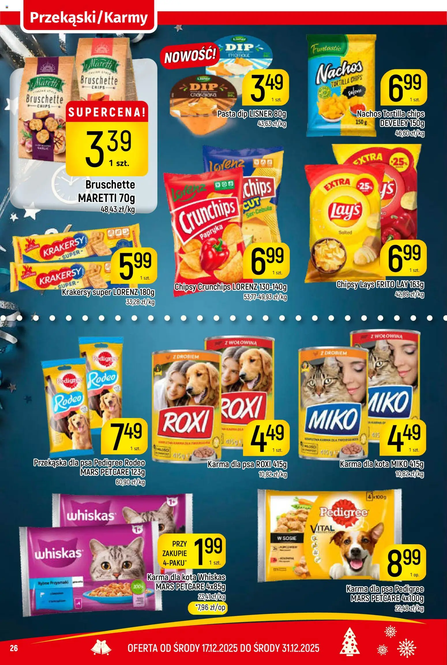 Piotruś Pan Gazetka od 17.12.2025 | Strona: 26 | Produkty: Nachos, Krakersy, Karma dla psa pedigree, Wołowina
