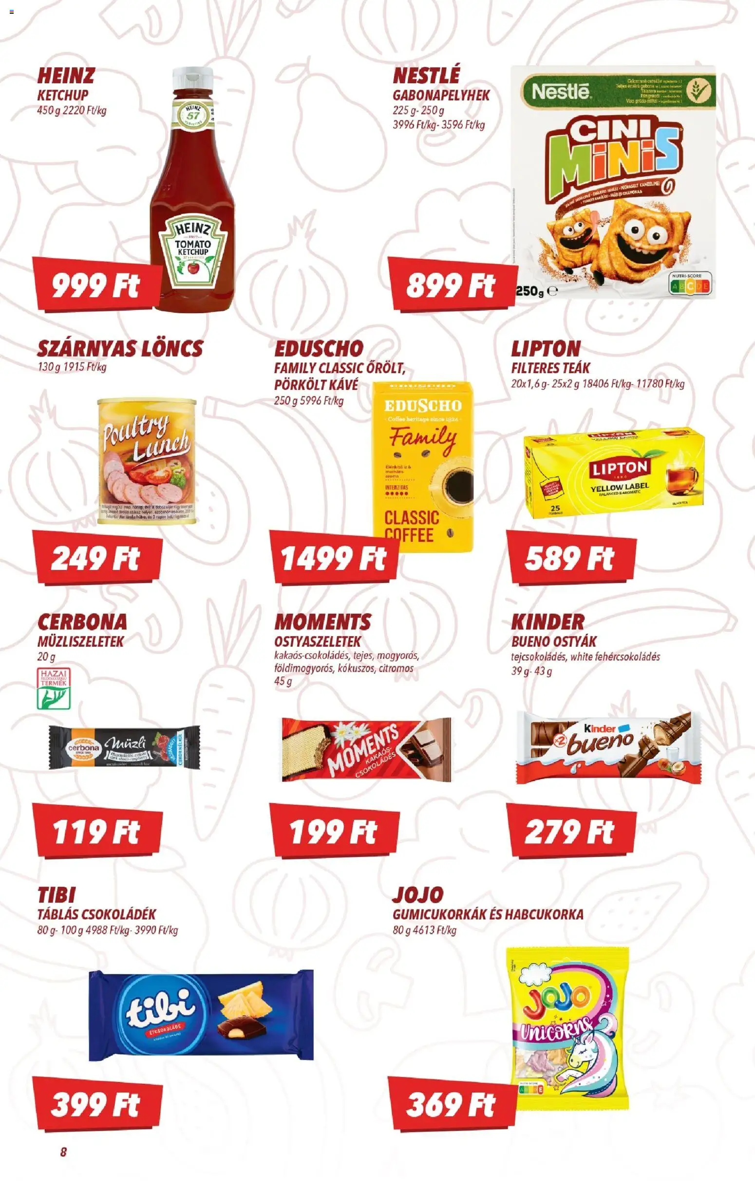CBA akciós ujság - amely érvényes a következő dátumtól: 19.03.2026 | Oldal: 8 | Termékek: Müzli, Löncs, Étcsokoládé, Cukor